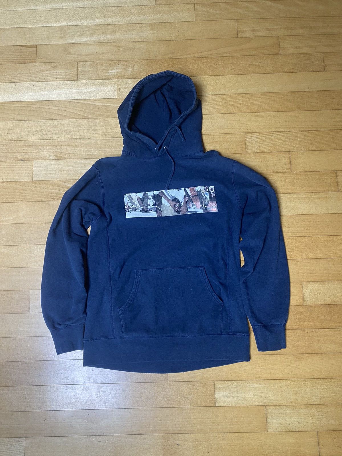 image of Supreme 15Ss Kids 40Oz Hoodie Larry Clark Movie Promo in Navy (Size XL)