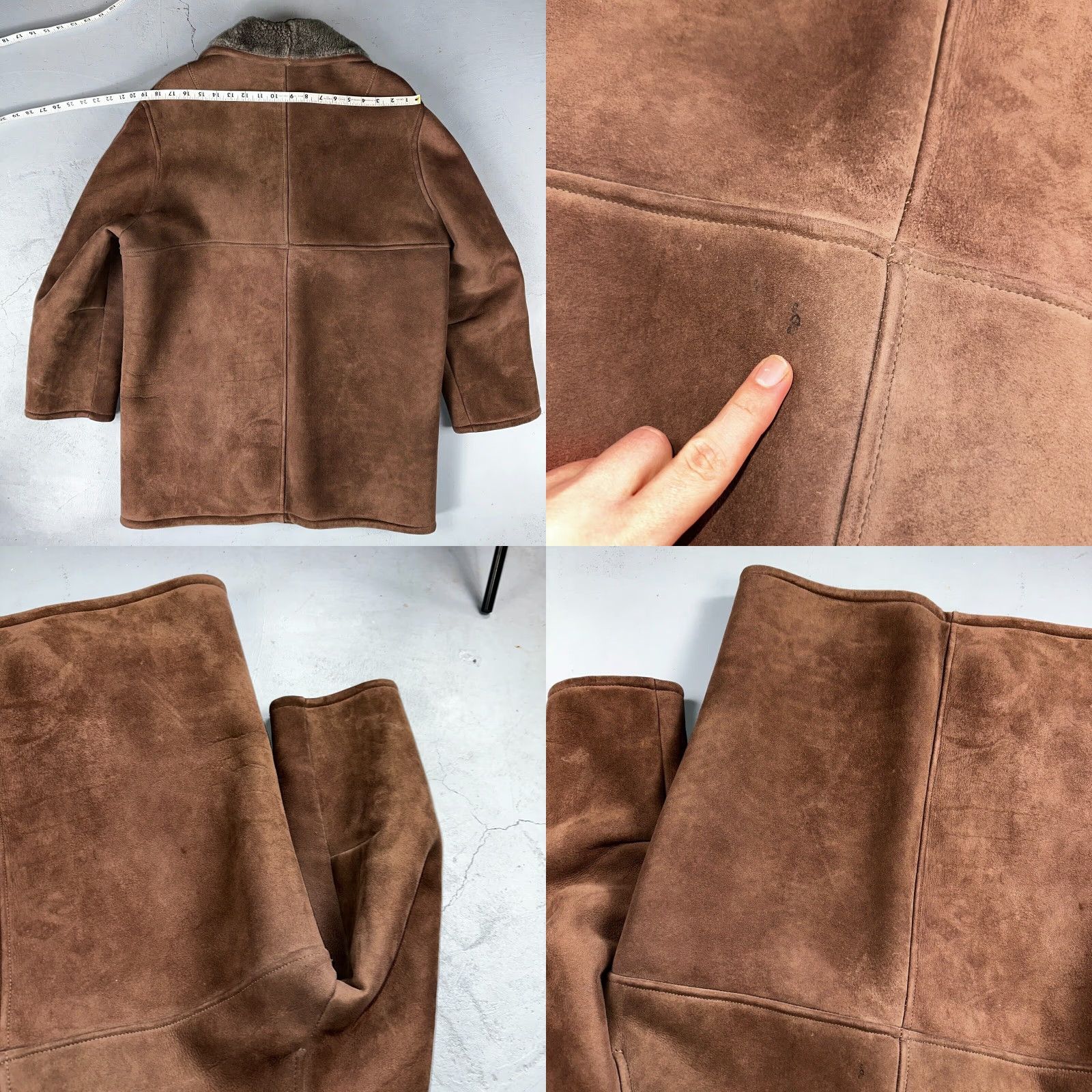 Vintage VTG Mens Coat Suede 60s Western Ranch Trucker Jacket Fur Sherpa 44 Brown 1960s Size US S / EU 44-46 / 1 - 9 Thumbnail