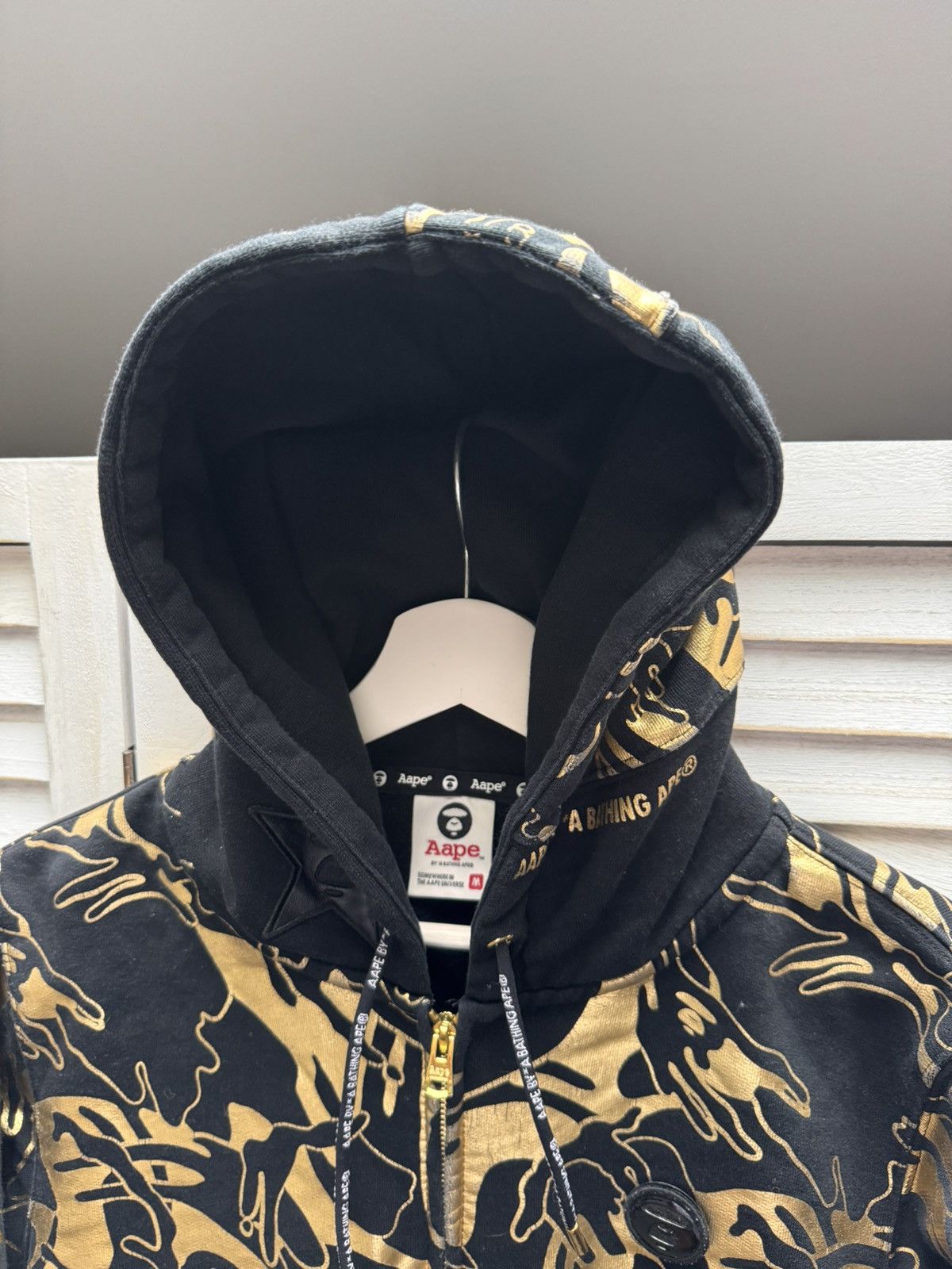 Men’s Casual AAPE Hoodie Black Gold