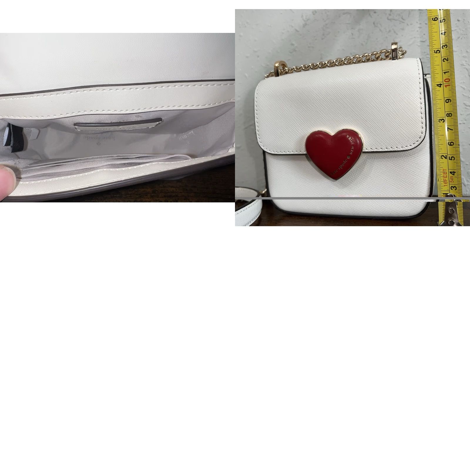 Vintage VINTAGE kate spade New York Crossbody Purse Women Small Kate Love White Leather Gold Hardware Heart Brief description not needed Size ONE SIZE - 9 Thumbnail