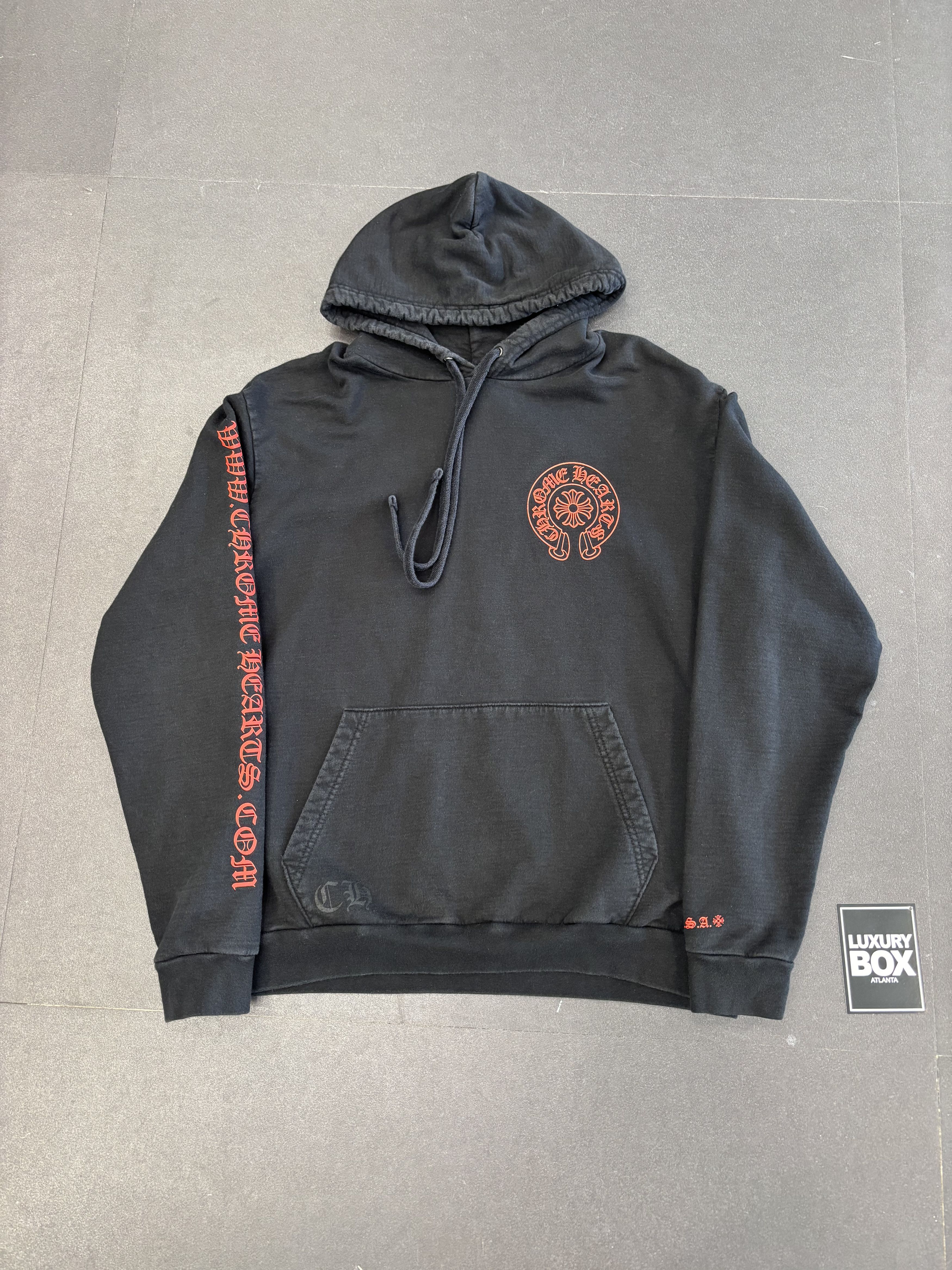 パーカー・フーディ Chrome Hearts / Web Exclusive Horse Shoe Hoodie Black Red Chrome Hearts Red Horseshoe Logo Zip Up Hoodie - SRM