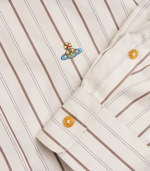 Vivienne Westwood o1srvl11e0326 Striped Logo-embroidered Shirt in Beige Size US XL / EU 56 / 4 - 5 Thumbnail