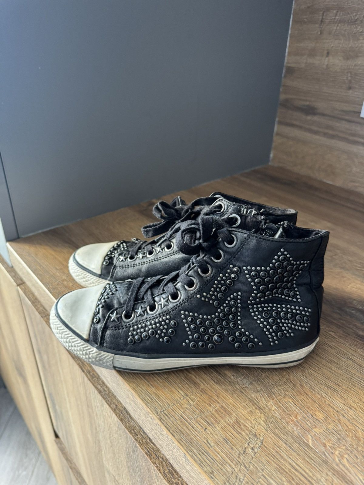 ASH ASH leather metallic inserts buttons high sneakers boots Size US 7 / IT 37 - 3 Thumbnail