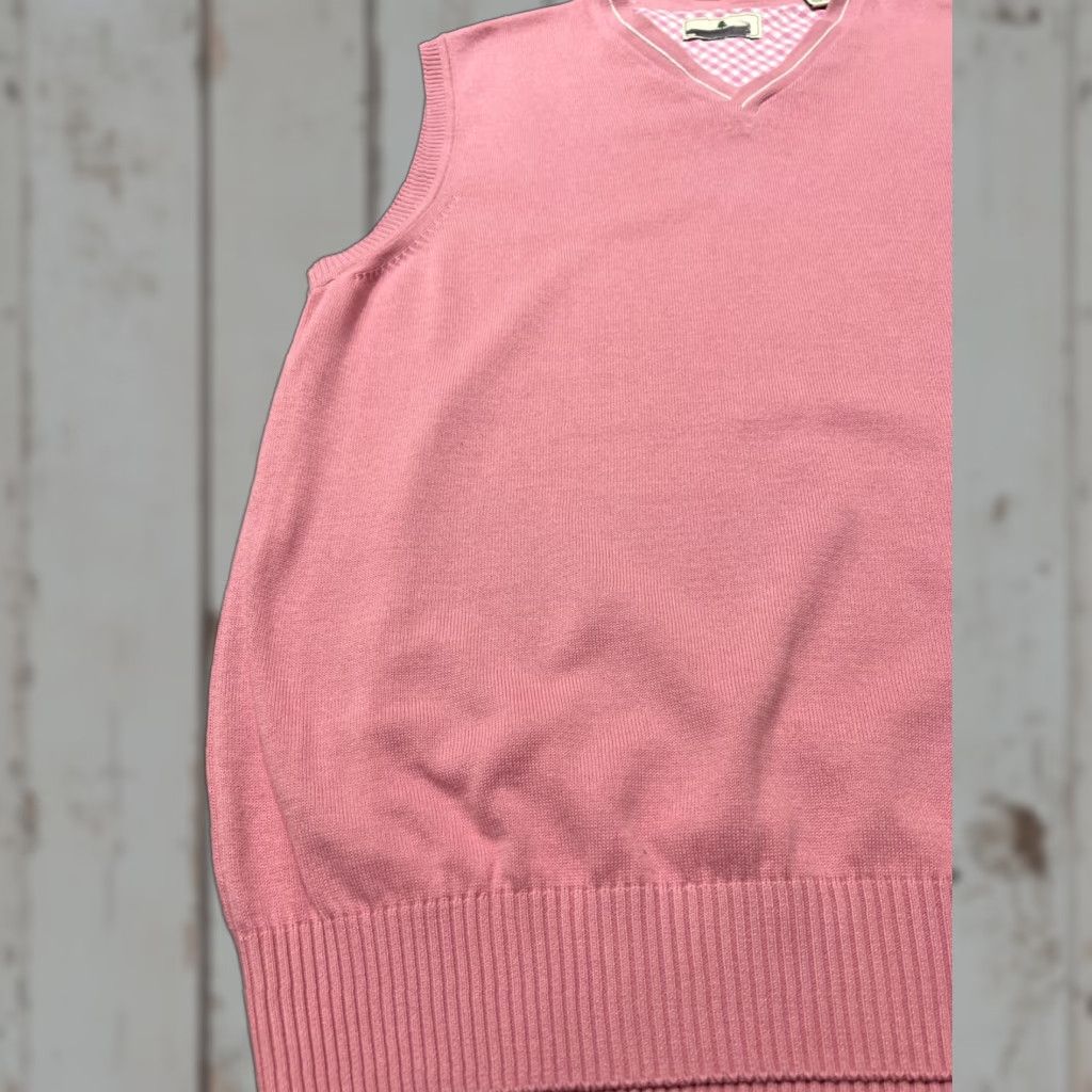 Pinko Southern Pines Men V-Neck Sweater Vest Golf Preppy Pink L Size US L / EU 52-54 / 3 - 1 Thumbnail