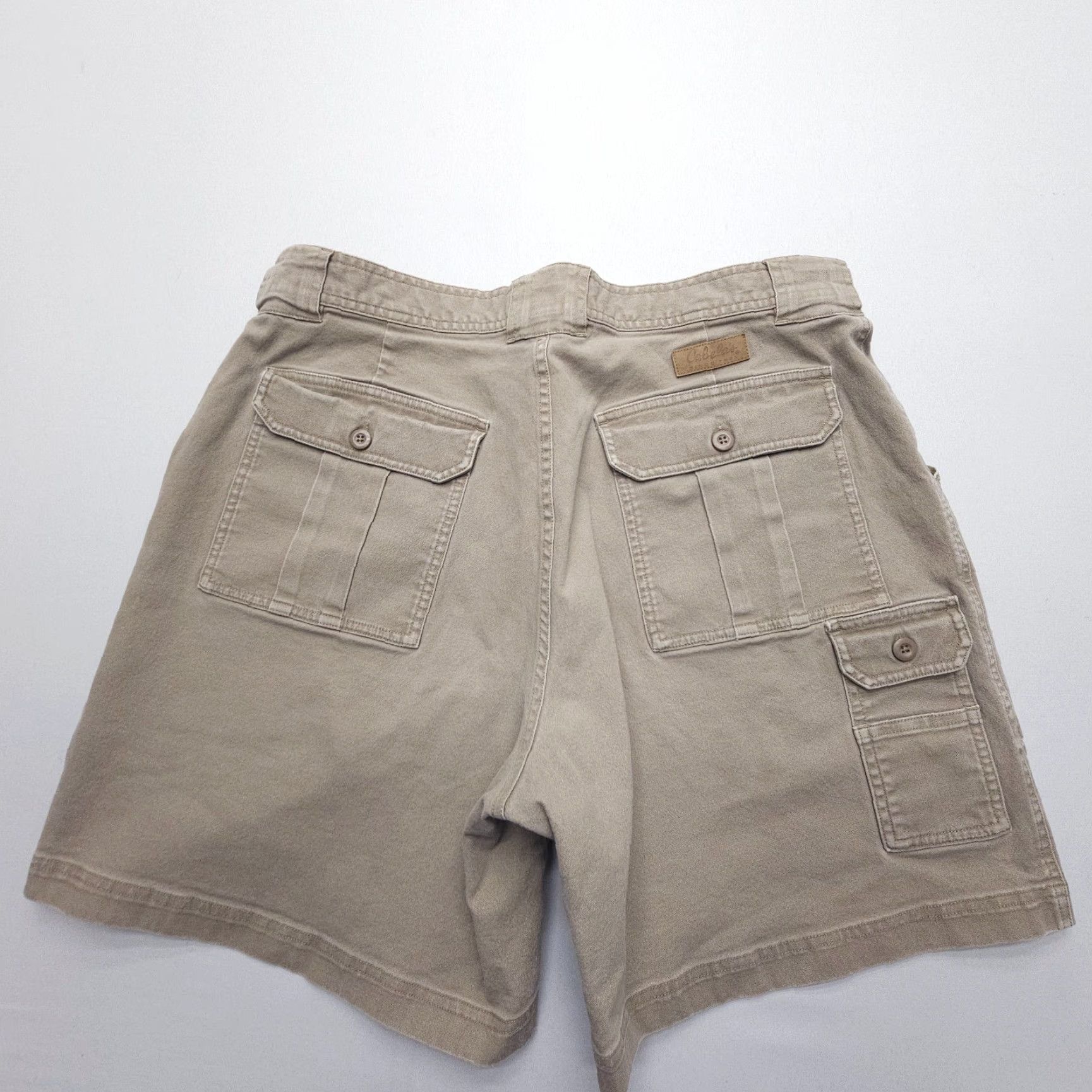 Vintage Cabela's Canvas Mini Cargo Shorts Size 16 Khaki High Rise Pleated Safari Hunting Size 38" / US 16 / IT 52 - 2 Thumbnail
