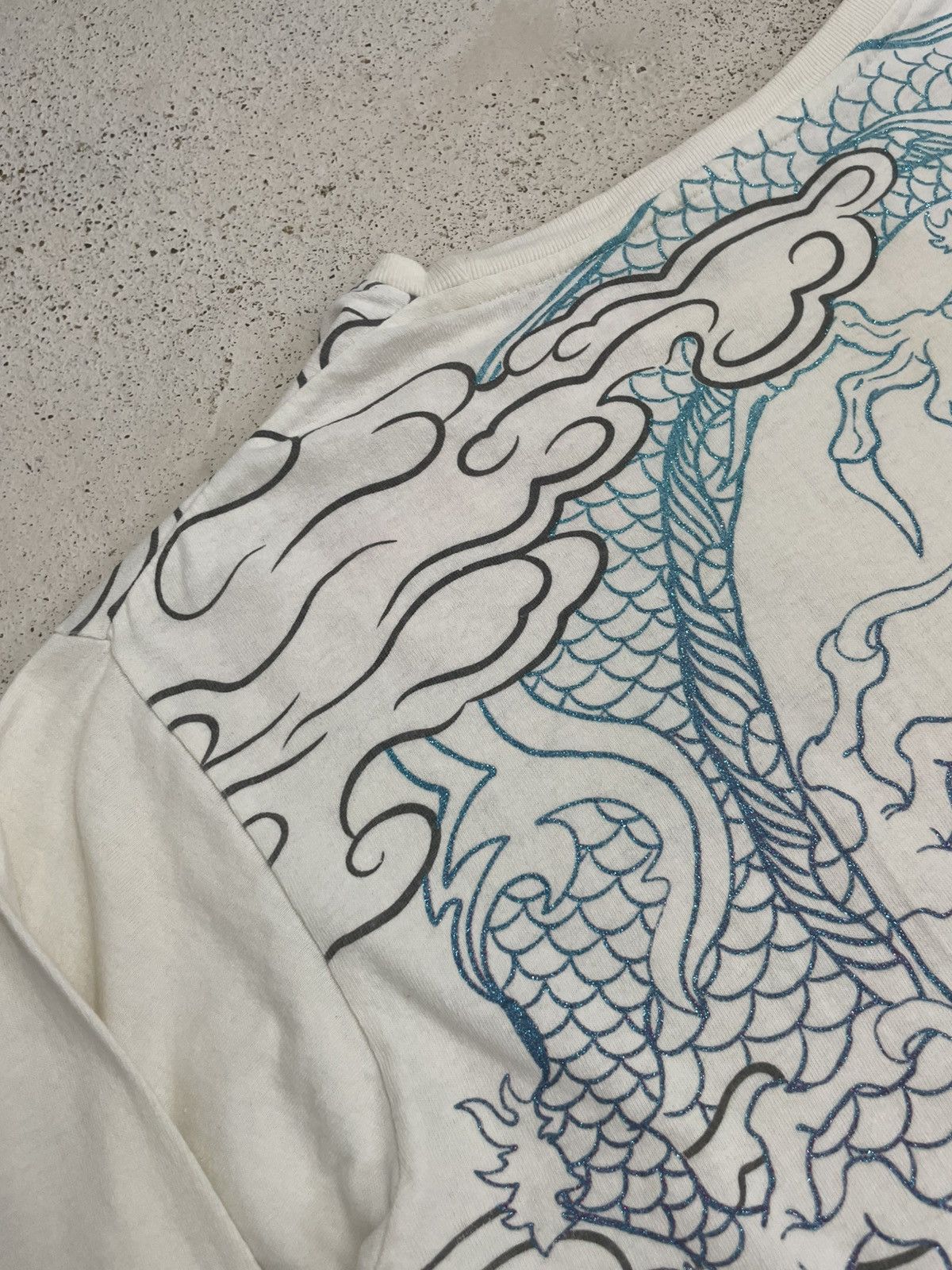 Japanese Brand Cream Space Opera Yakuza Dragon Motive Color Print Defect Size US XL / EU 56 / 4 - 14 Thumbnail