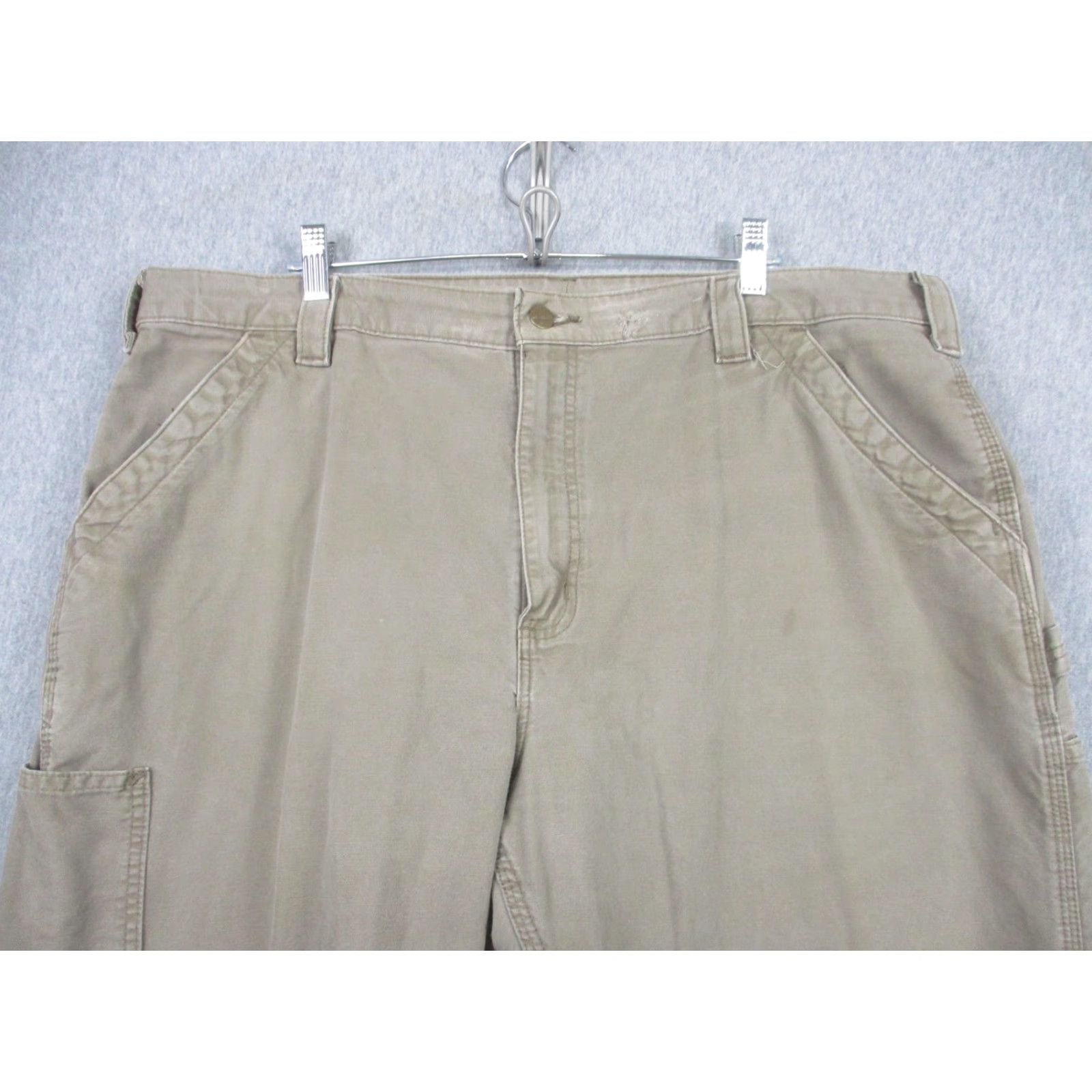 Carhartt Carhartt Pants Mens 42x30 Khaki Workwear Original Dungaree Fit Canvas B151 LB Flat Front Straight Leg Size US 42 / EU 58 - 2 Thumbnail