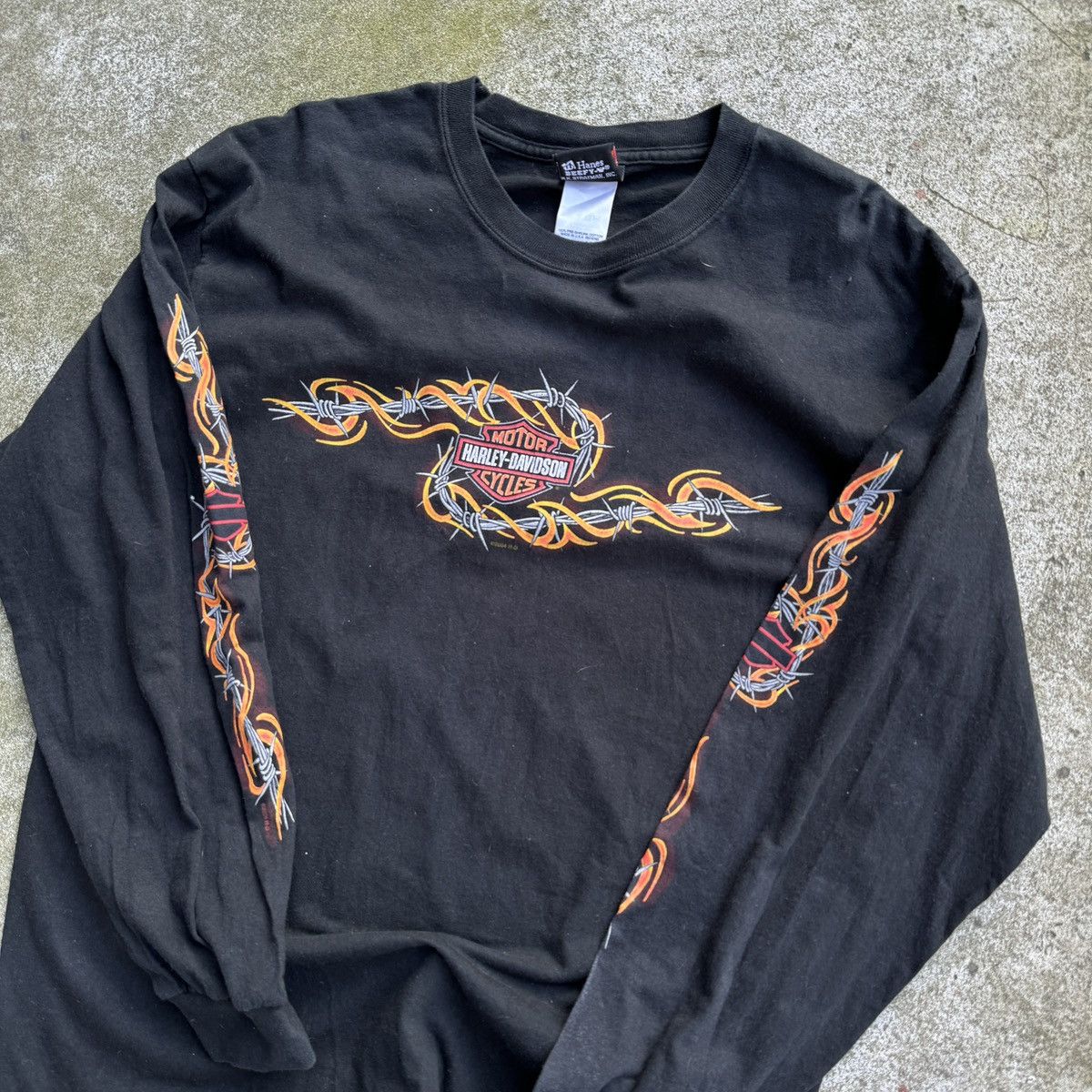 Harley Davidson Harley Faded Wire Flame Longsleeve Shirt ERD Grunge WCC Size US L / EU 52-54 / 3 - 4 Thumbnail