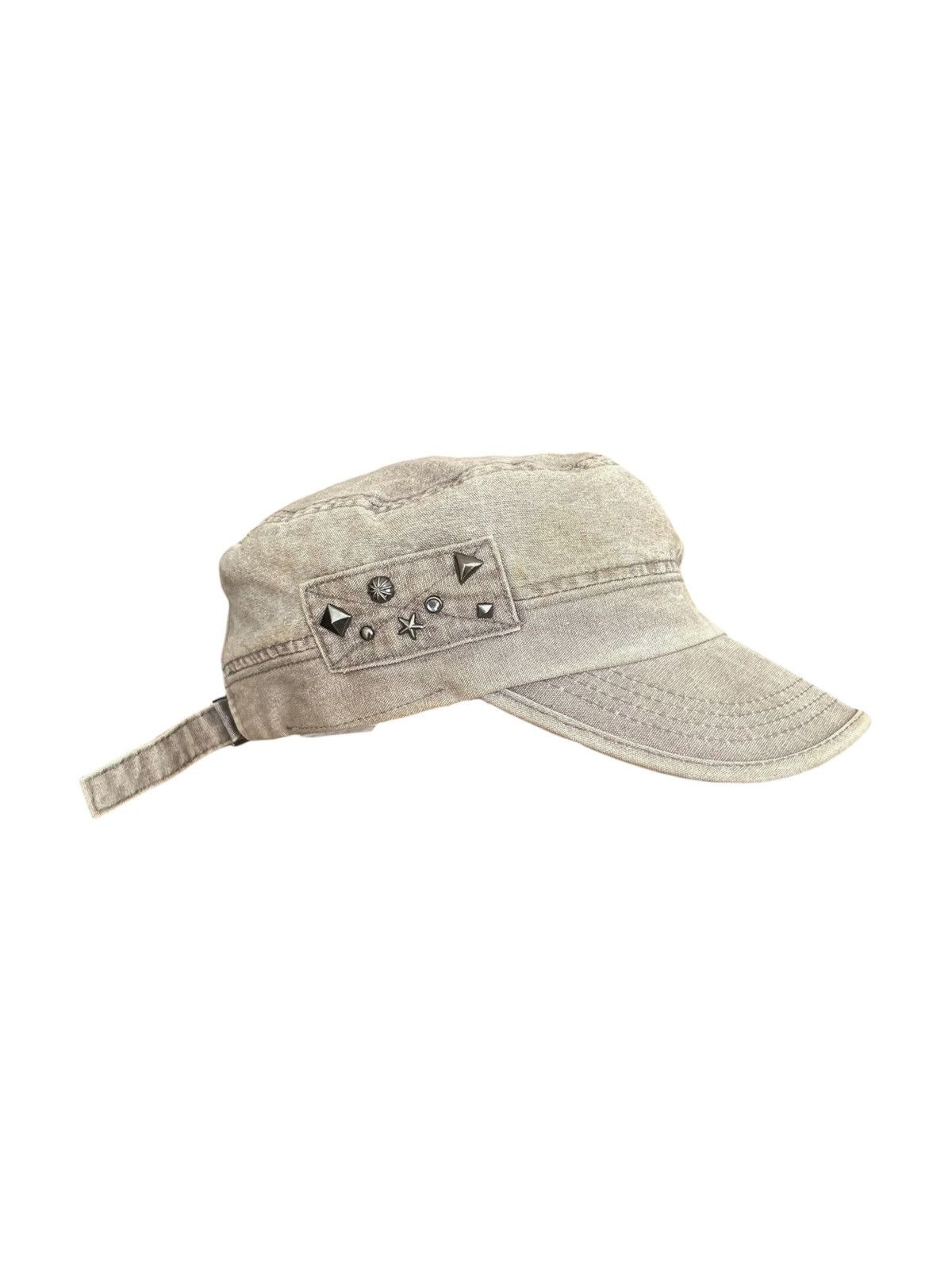 Japanese Brand 2000s Vintage Sun Faded Studded Cadet Hat Goth Punk Emo Vkei Size ONE SIZE - 2 Thumbnail