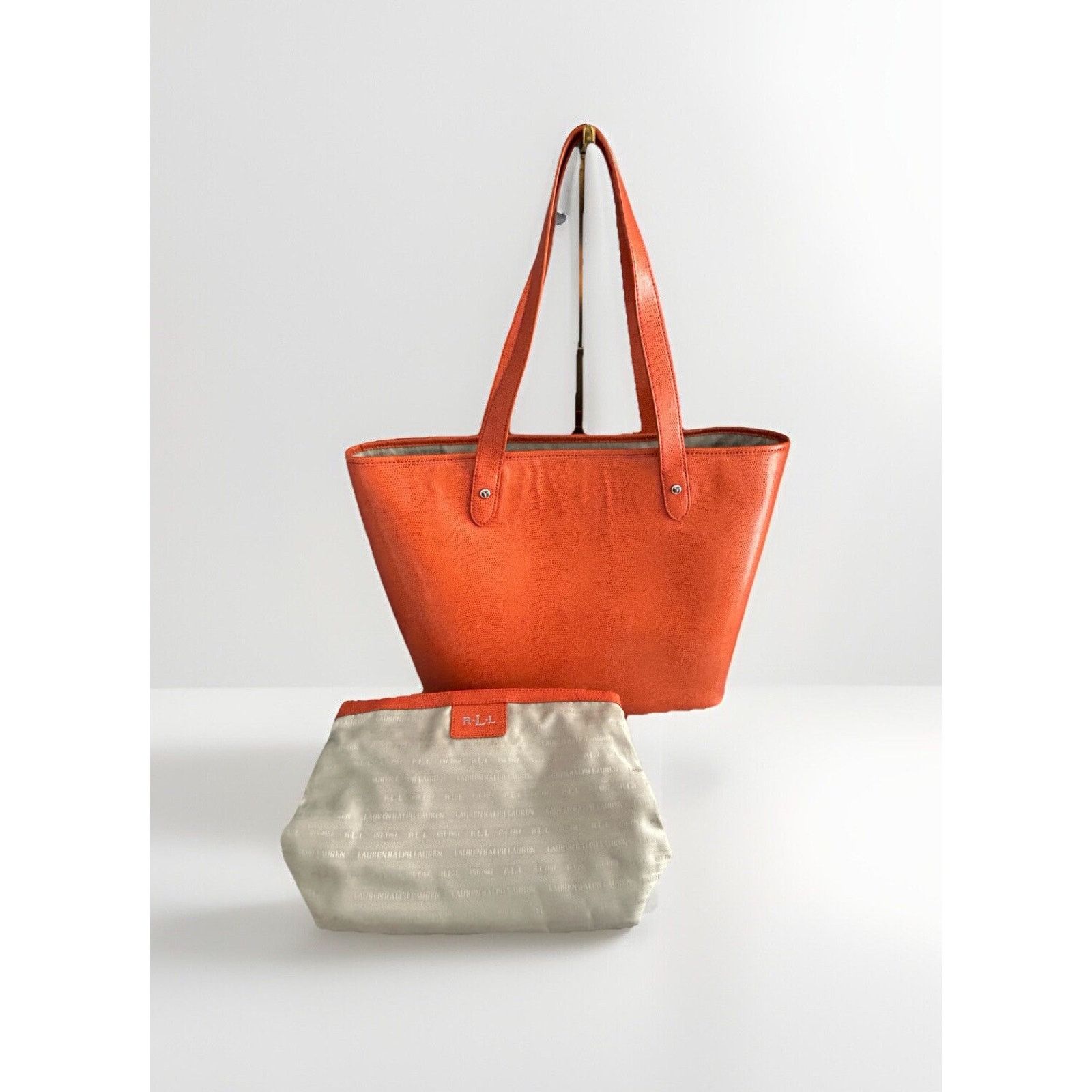 Lauren Ralph Lauren New Ralph Lauren Orange Newton Classic Tote Bag Snakeskin Size ONE SIZE - 1 Thumbnail