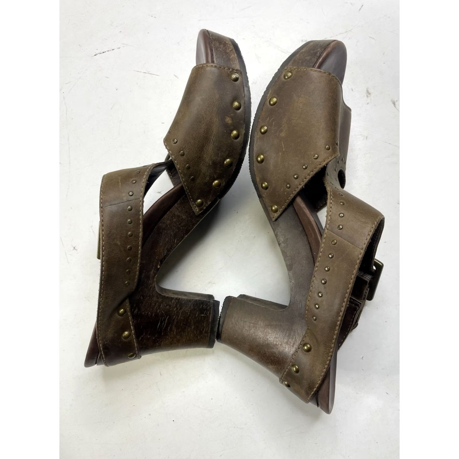 Dansko Dansko Ripley Sandal Women Leather Studded Wooden Heel Platform Size 40 US 9.5-10 Brown Slip-On Size US 10 / IT 40 - 6 Thumbnail
