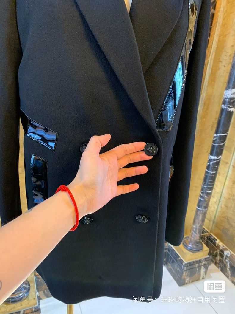 Versace Versace Wool and cashmere patchwork coat coat Size M / US 6-8 / IT 42-44 - 4 Thumbnail