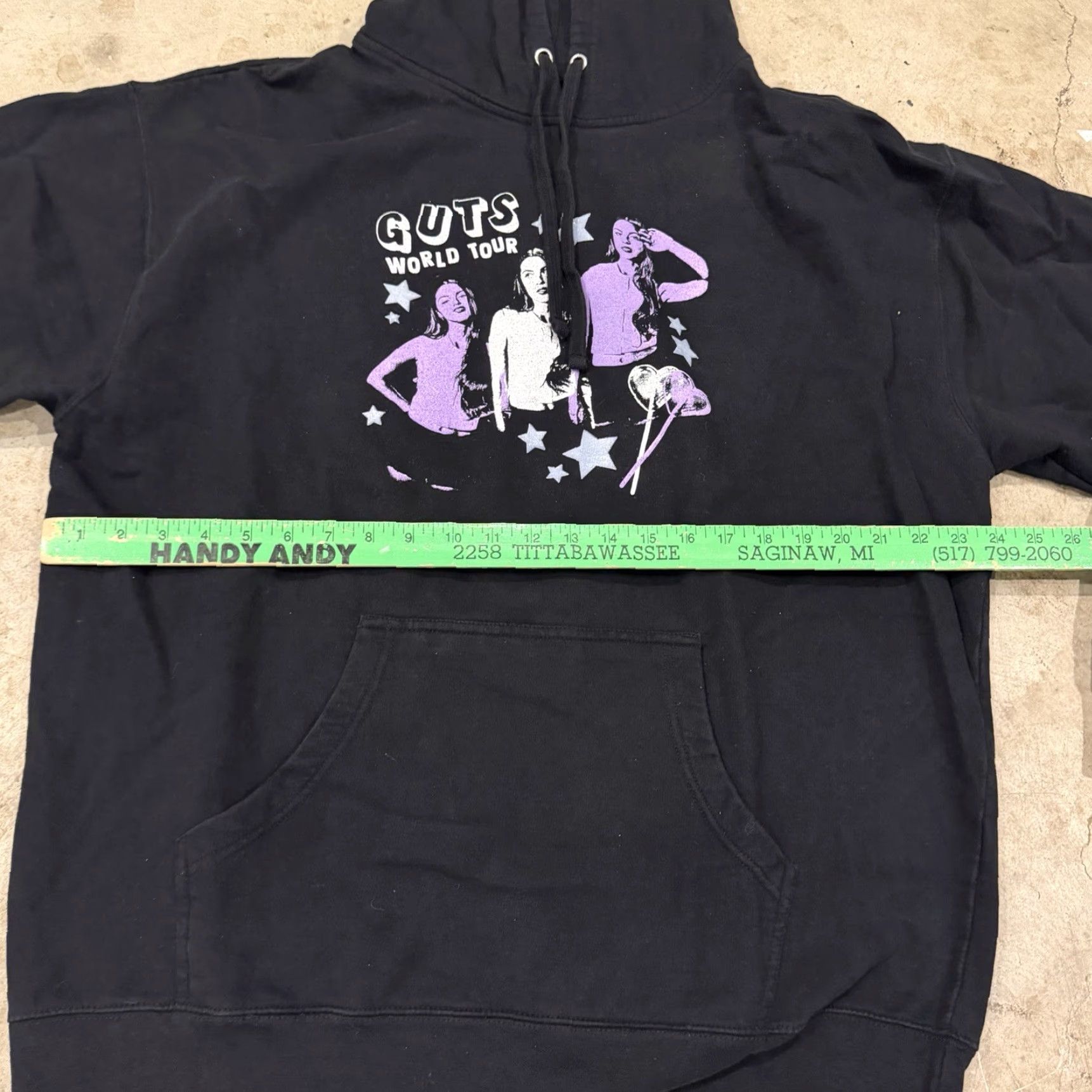 Bravado VINTAGE Olivia Rodrigo GUTS World Tour Hoodie 2XL Bravado Shirt Mens Black Cotton Crew Neck Short Sleeve Pullover Concert Music Spring Summer Size US XXL / EU 58 / 5 - 6 Thumbnail