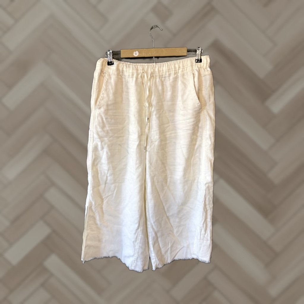 Anthropologie Hei Hei Anthropologie Womens White Cropped Linen Pants M Linen Cropped 22in Inseam Pants Womens Size 32" / US 10 / IT 46 - 1 Thumbnail