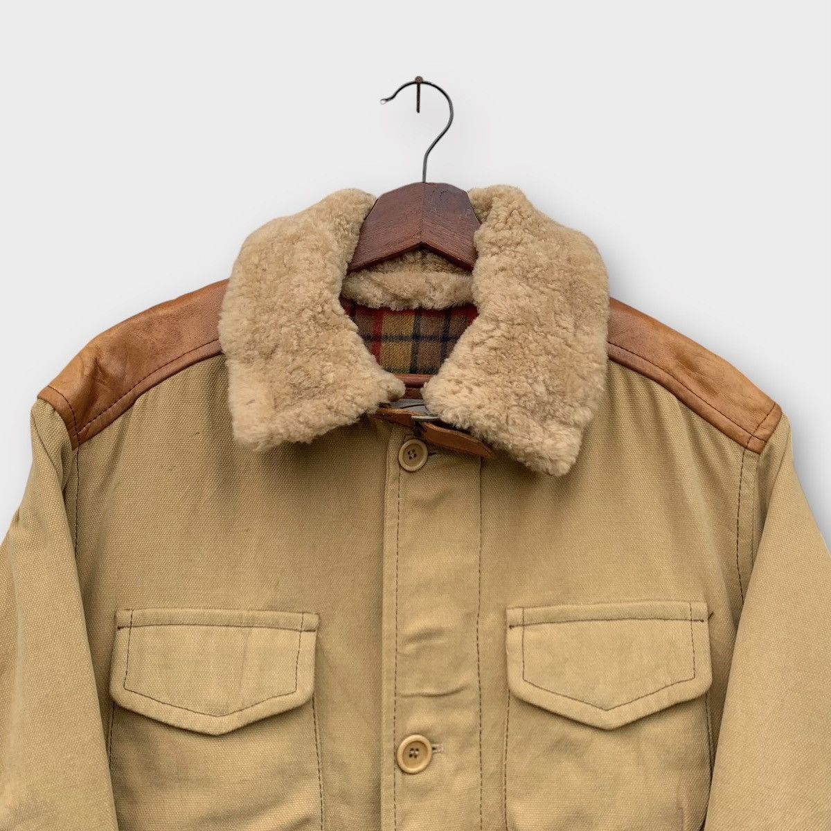 Gimo's VINTAGE GIMOS MENSWEAR CANVAS CHORE JACKET + PELLE LEATHER Size US M / EU 48-50 / 2 - 4 Thumbnail