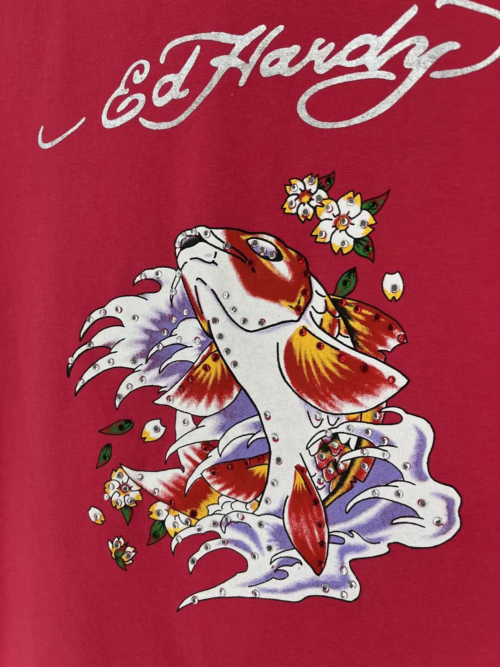 Christian Audigier Vintage Ed Hardy Women’s Rhinestones T-Shirt Size XL / US 12-14 / IT 48-50 - 6 Thumbnail