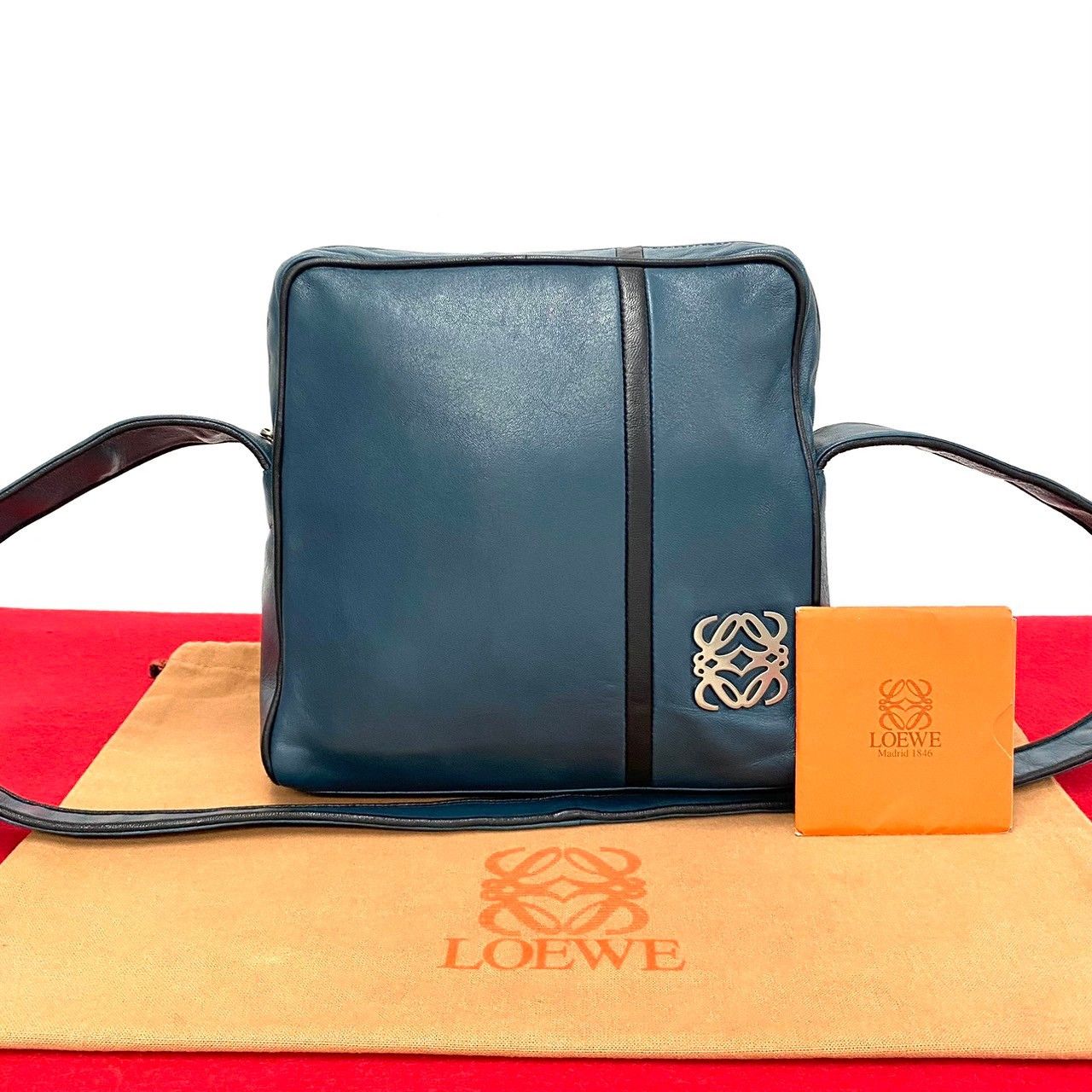 image of Loewe Nappa Anagram Crossbody Bag in Blue, Women's