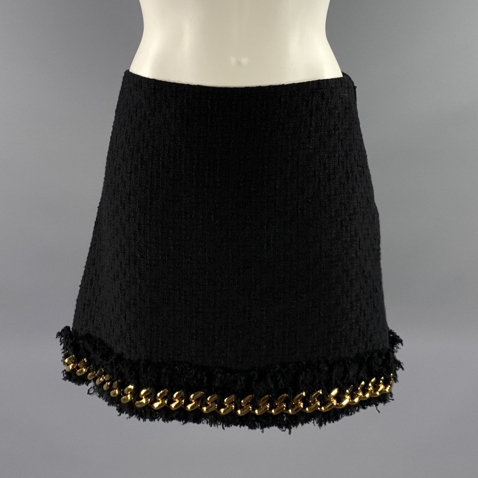 Versace VERSACE Size 2 Black Gold Cotton Chain Mini Skirt Size XS / US 0-2 / IT 36-38 - 1 Thumbnail