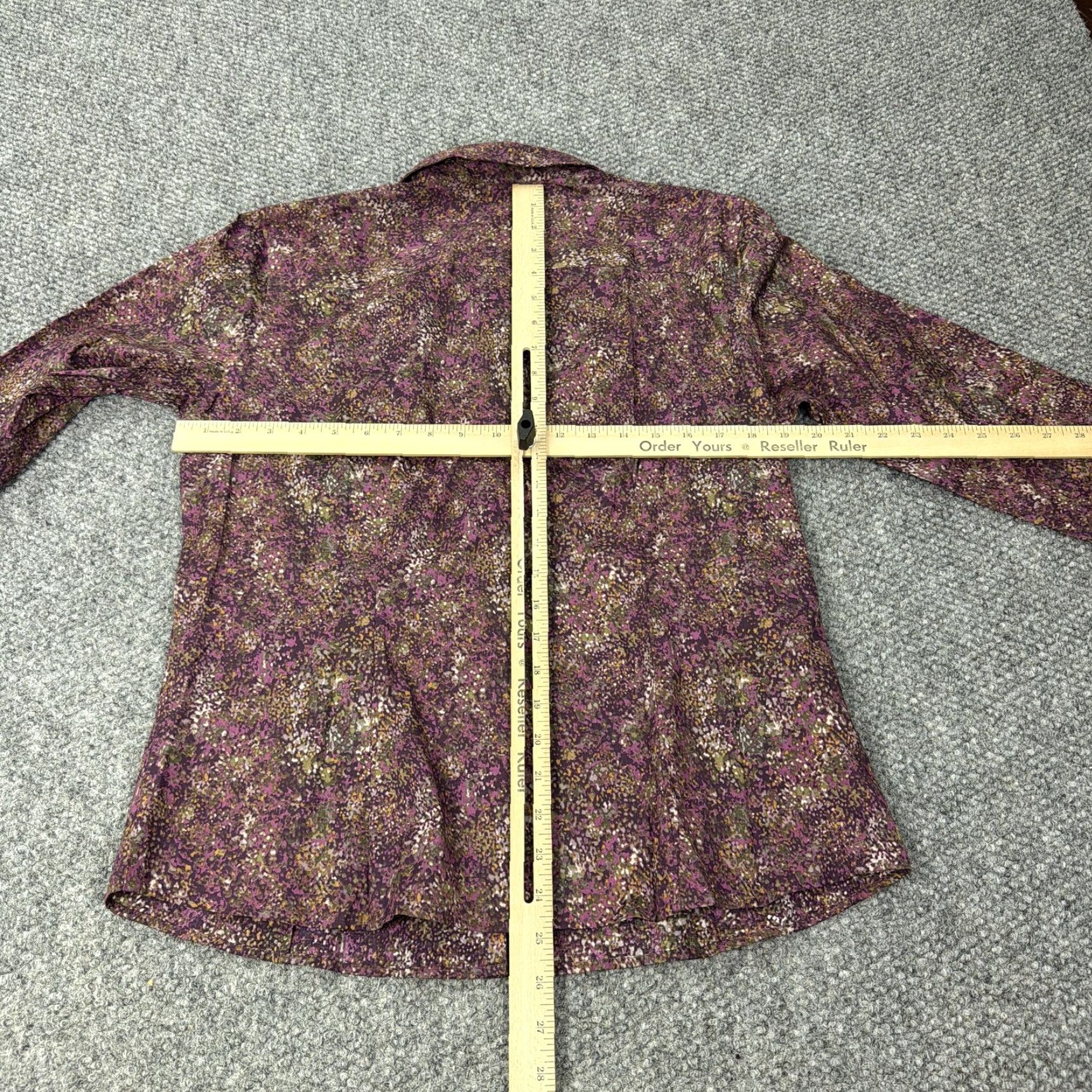Eddie Bauer Eddie Bauer Shirt Womens Large Purple Wineberry Floral Stretch Wrinkle Resistant Button-Up Collar Long Sleeve Cotton Blend Size L / US 10 / IT 46 - 7 Thumbnail