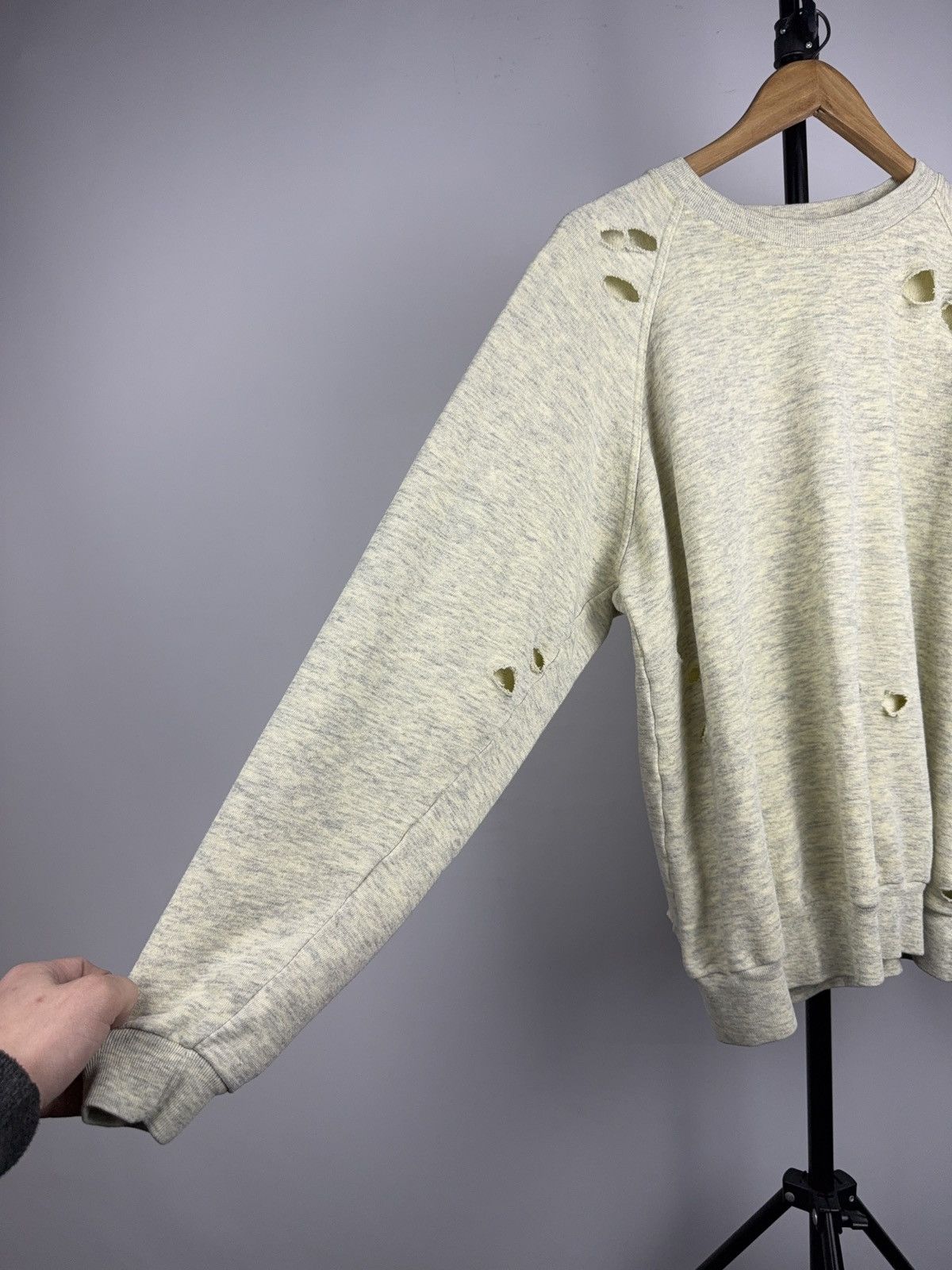 Japanese Brand Distressed Sweatshirt Switcher Grunge Crewneck Gray/Yellow Size US L / EU 52-54 / 3 - 3 Thumbnail
