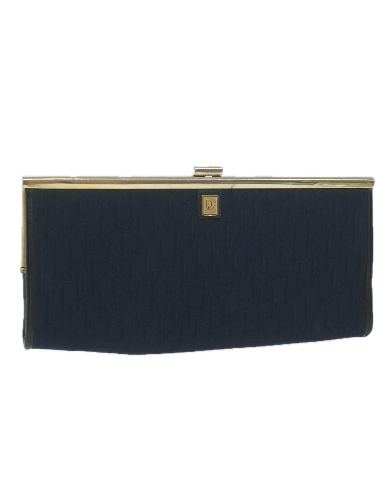 image of Dior Navy Canvas Clutch With Trotter Canvas Motif, Women's