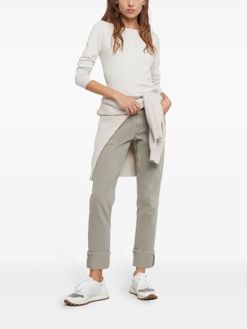 Brunello Cucinelli o1w1db10825 Woman Dyed Pants in Open Green Size 27" / US 4 / IT 40 - 4 Thumbnail