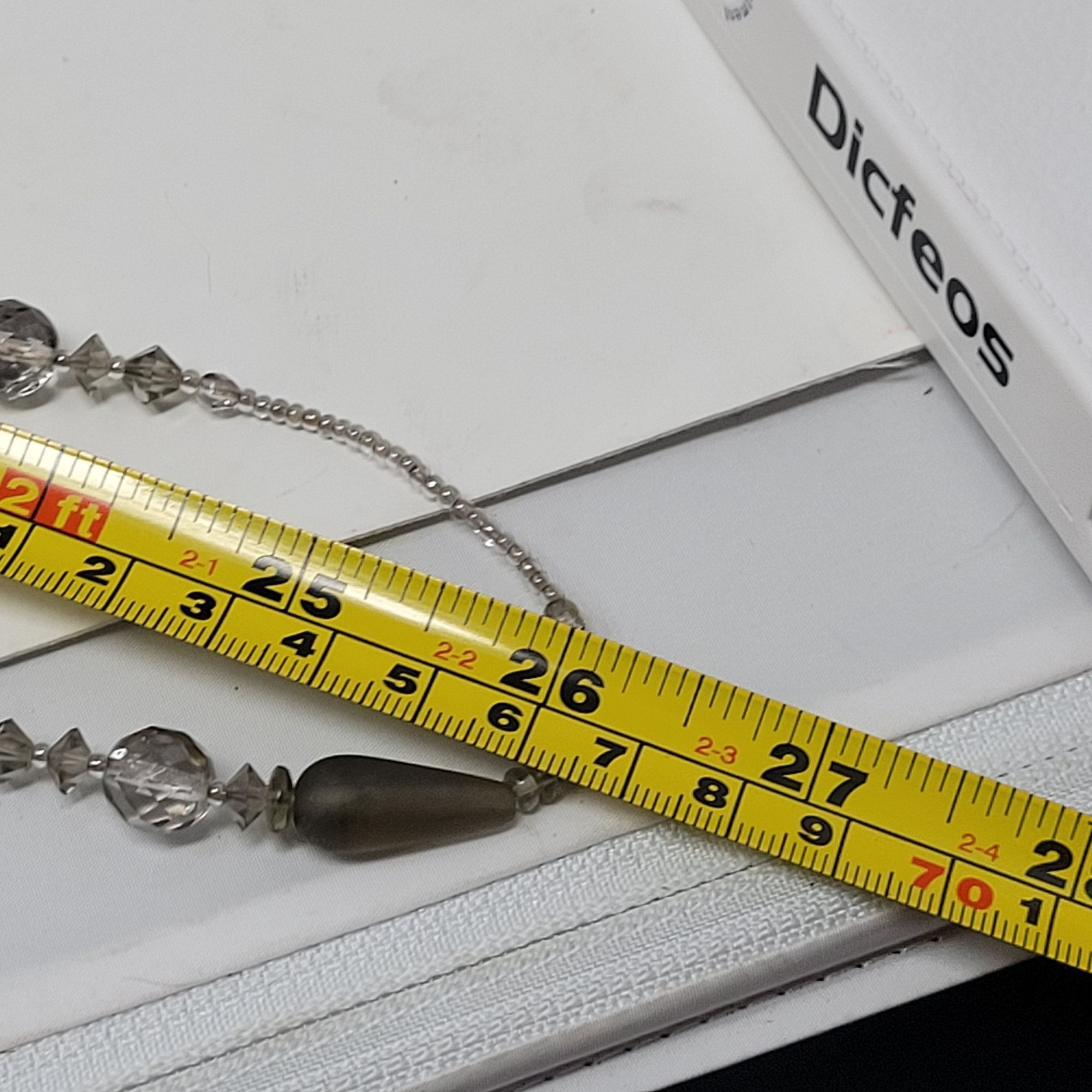 Vintage Vtg Long Flapper Necklace Silver Smoky Gray AB Beaded Glass Size ONE SIZE - 4 Thumbnail
