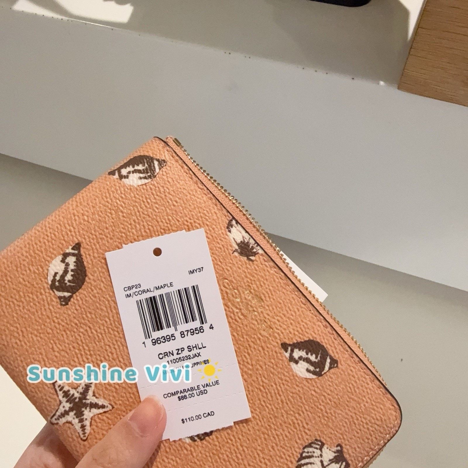 Coach NWT Coach Corner Zip Wristlet Shell Print CBP23 Coral/Maple Size ONE SIZE - 2 Thumbnail
