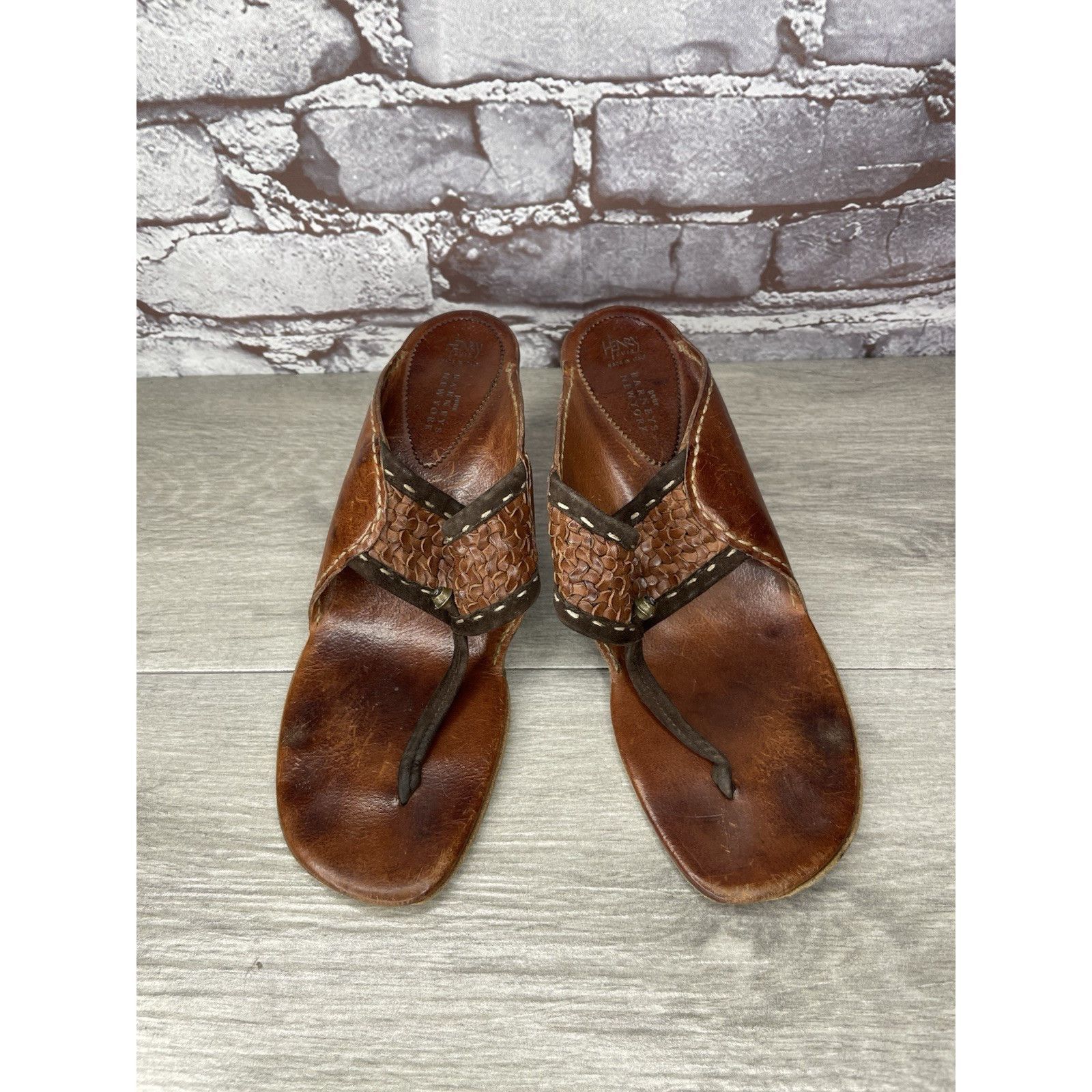 Barneys New York Henry Beguelin for Barneys New York Brown Leather Thong Heel Size US 6.5 / IT 36.5 - 1 Thumbnail