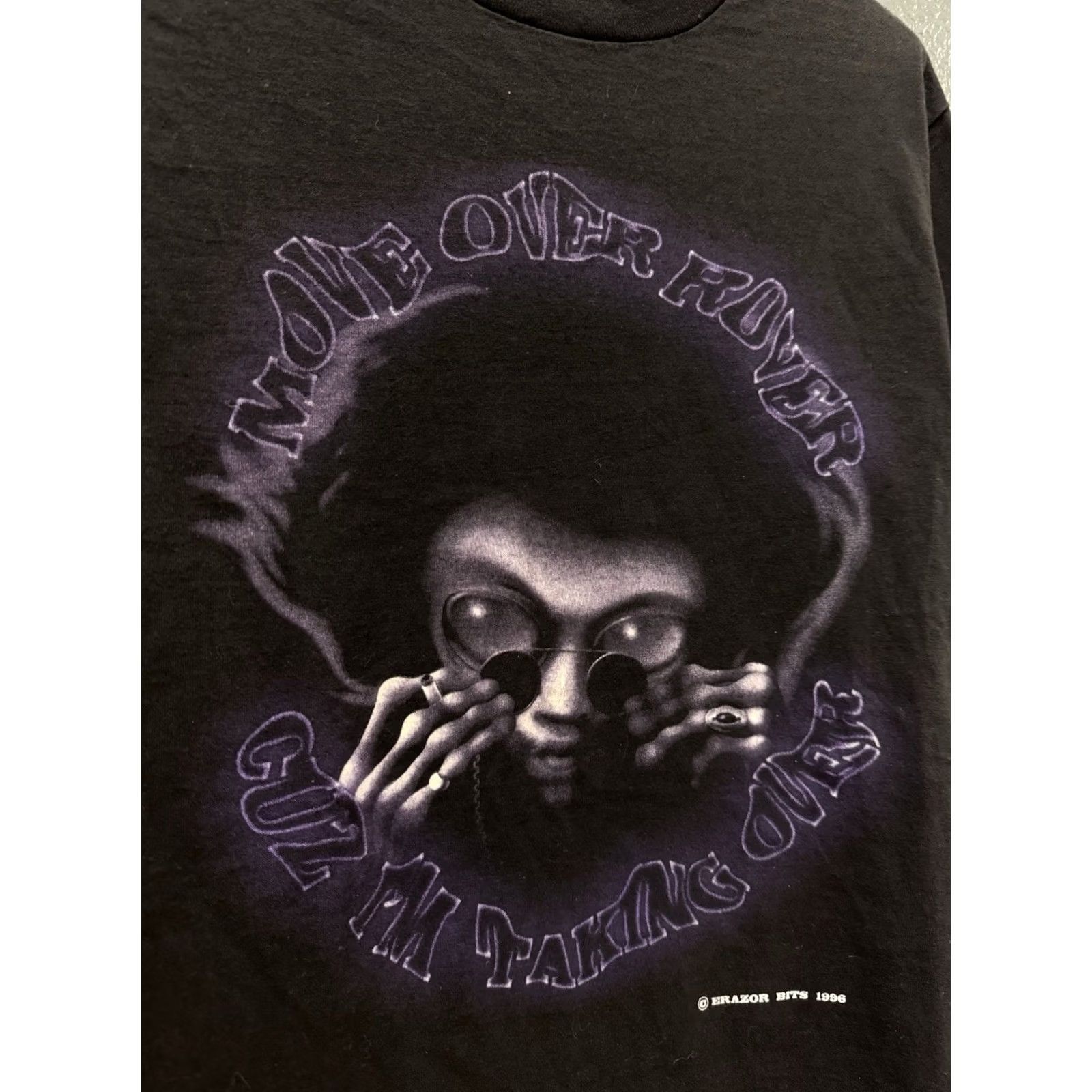 Vintage VINTAGE Jimi Hendrix Move Over Rover Black Tee Shirt 90s Medium Mens Shirt Urban Rover 90s Softee Size US M / EU 48-50 / 2 - 4 Thumbnail