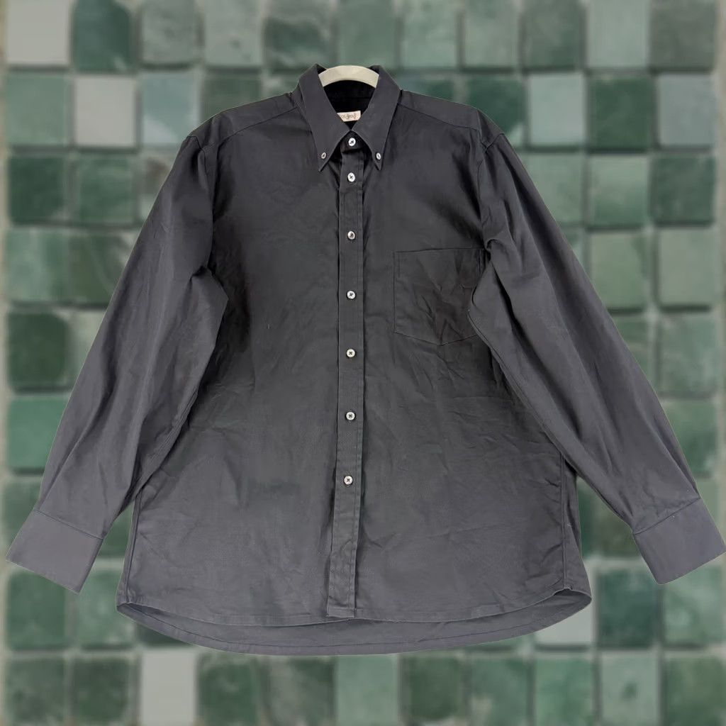 Vintage VINTAGE Ascot Chang Dress Shirt Mens XL Black Cotton Blend Button Down Long Sleeve Size 46R - 1 Thumbnail