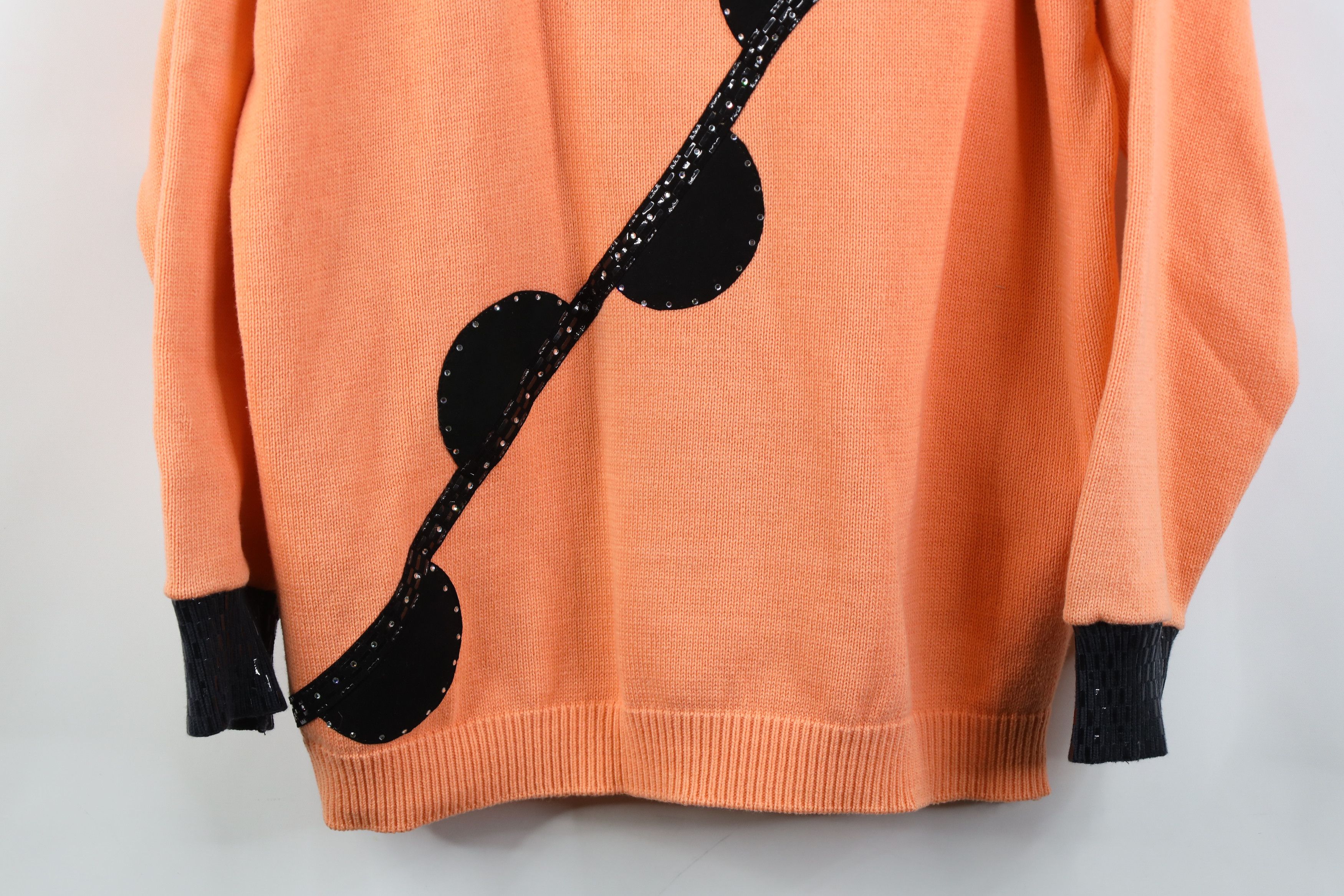 Vintage Vintage 90s Streetwear Rhinestone 1/4 Zip Knit Sweater Size L / US 10 / IT 46 - 3 Thumbnail