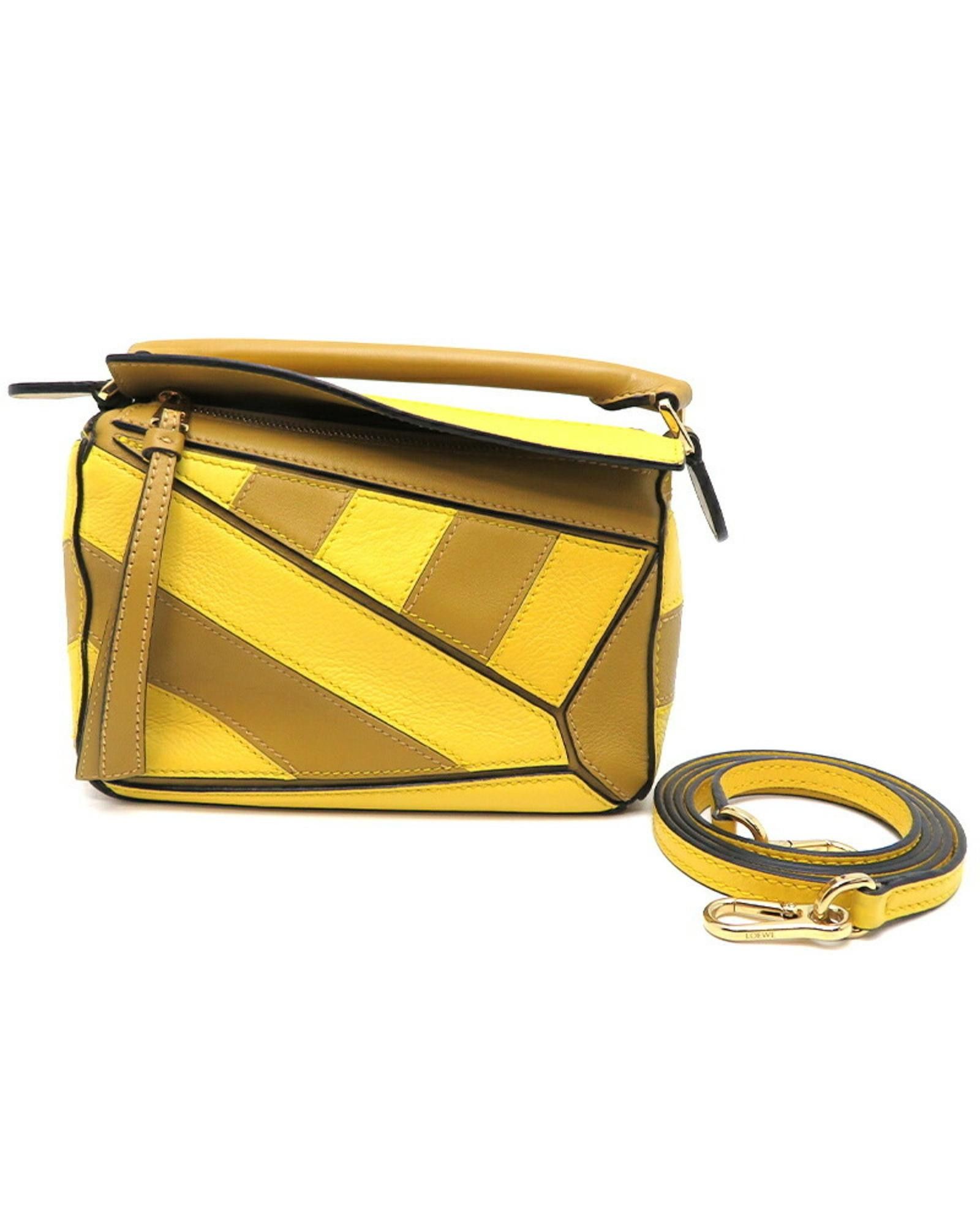 image of Loewe Elegant Puzzle Shoulder Bag in Yellow, Women's