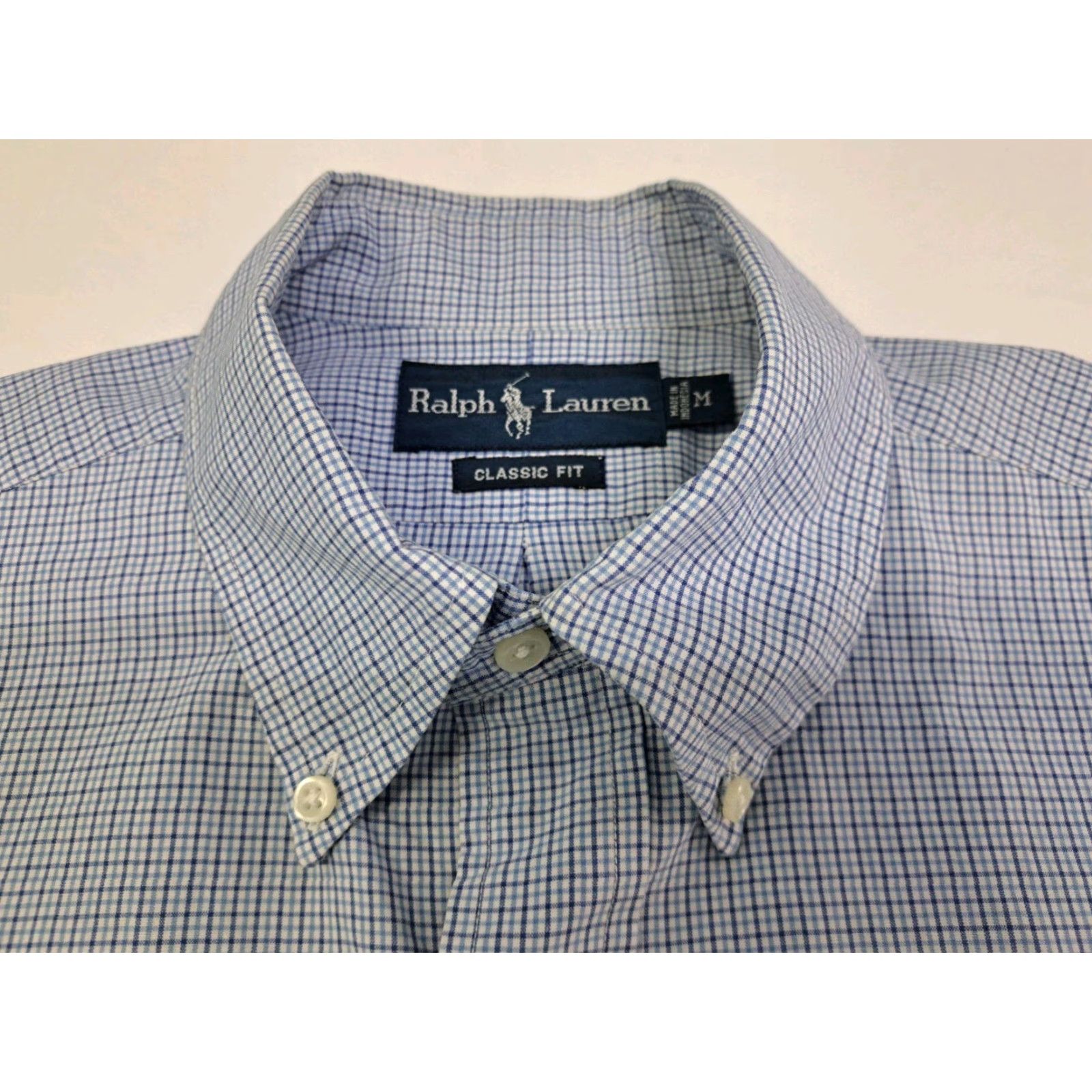 Ralph Lauren Ralph Lauren Mens Short Sleeve Button-Up Classic Blue Plaid Shirt M Size US M / EU 48-50 / 2 - 2 Thumbnail