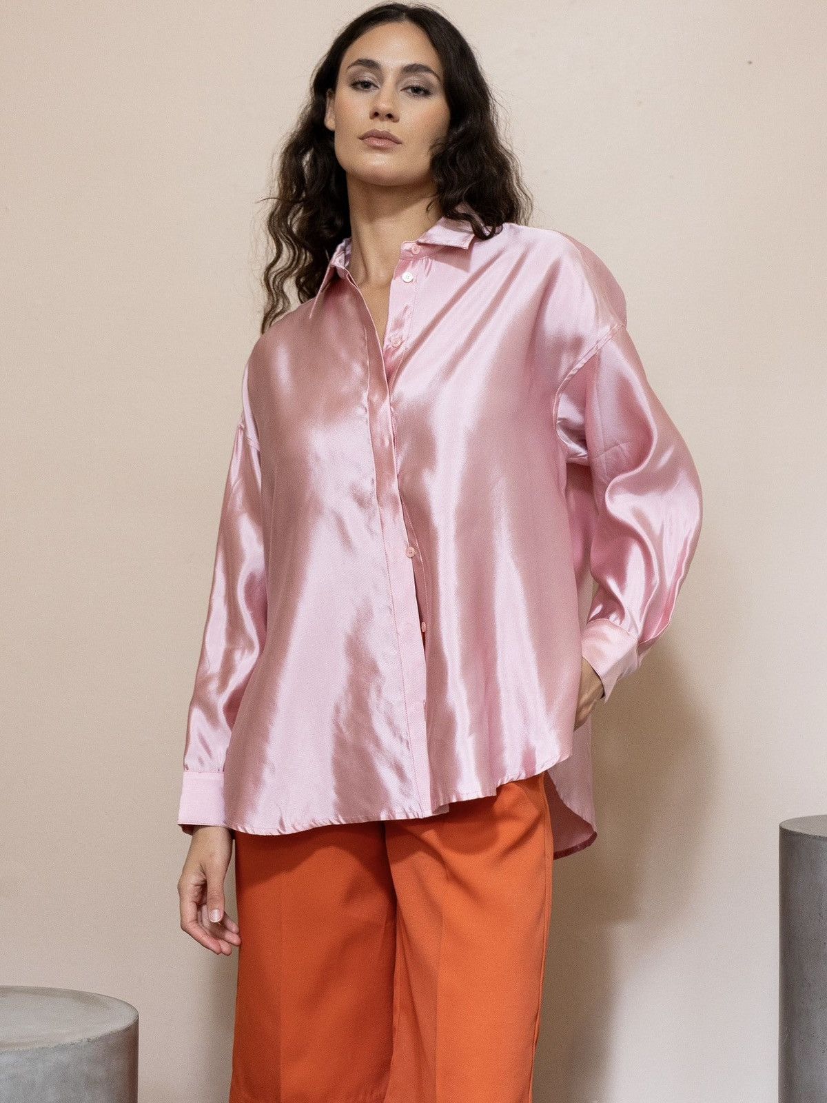 Other Abadia oversized silk twill shirt in pink Size M / US 6-8 / IT 42-44 - 1 Thumbnail