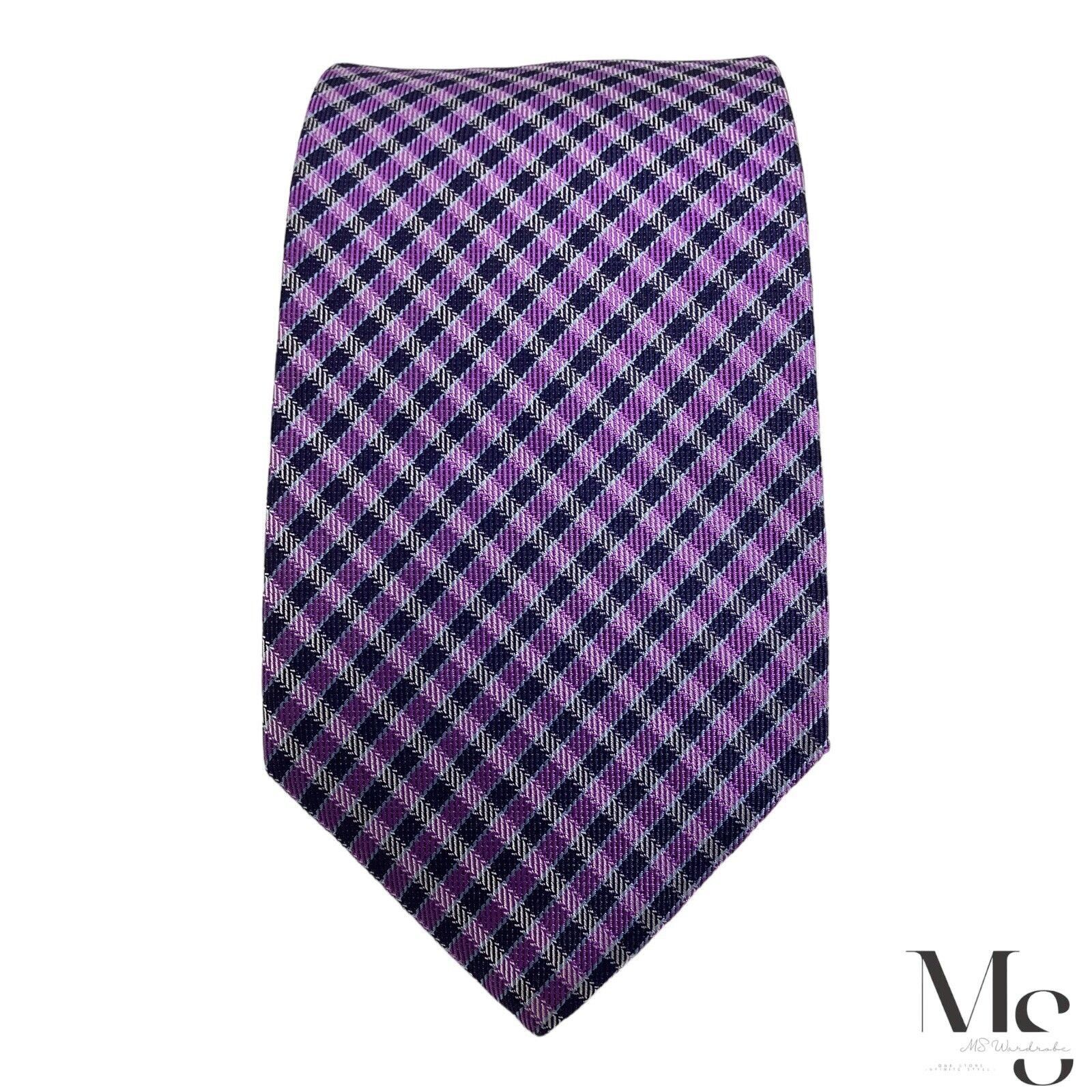 Hugo Boss BOSS HUGO BOSS Purple Plaids & Cheks Luxury Silk TiE Size ONE SIZE - 3 Thumbnail