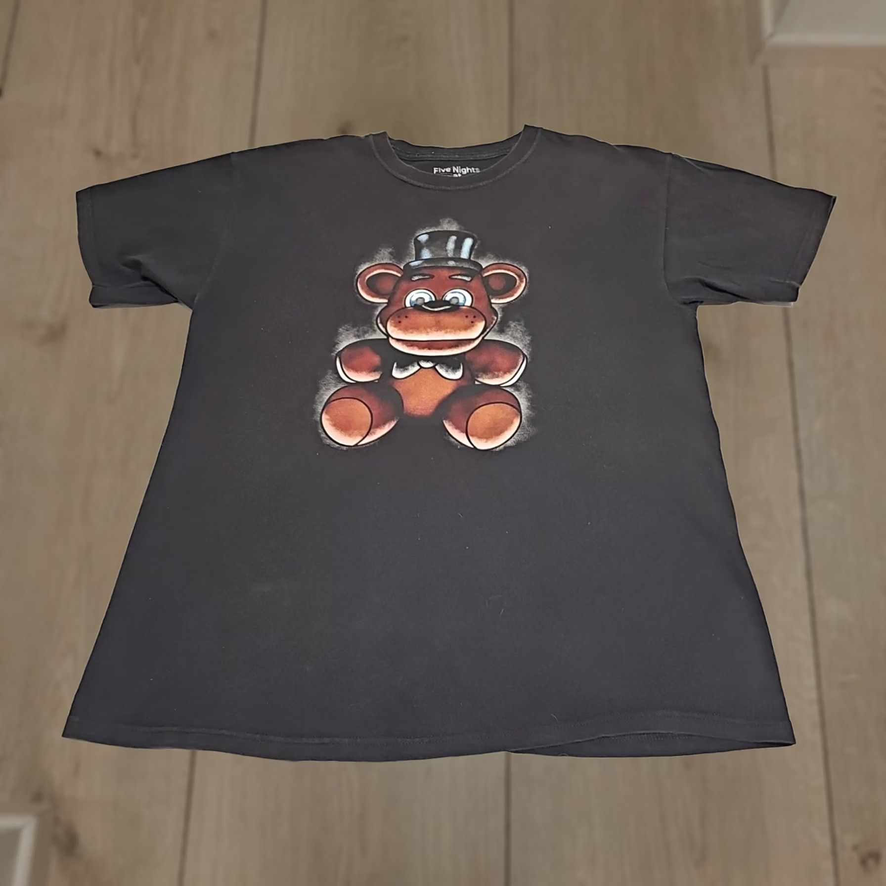 Vintage Five Nights At Freddys Fans Freddie Faz Bear Black Horror TShirt L Large Crew Neck Short Sleeve Graphic Print Unisex Adults T-Shirt Mens Size US L / EU 52-54 / 3 - 1 Thumbnail