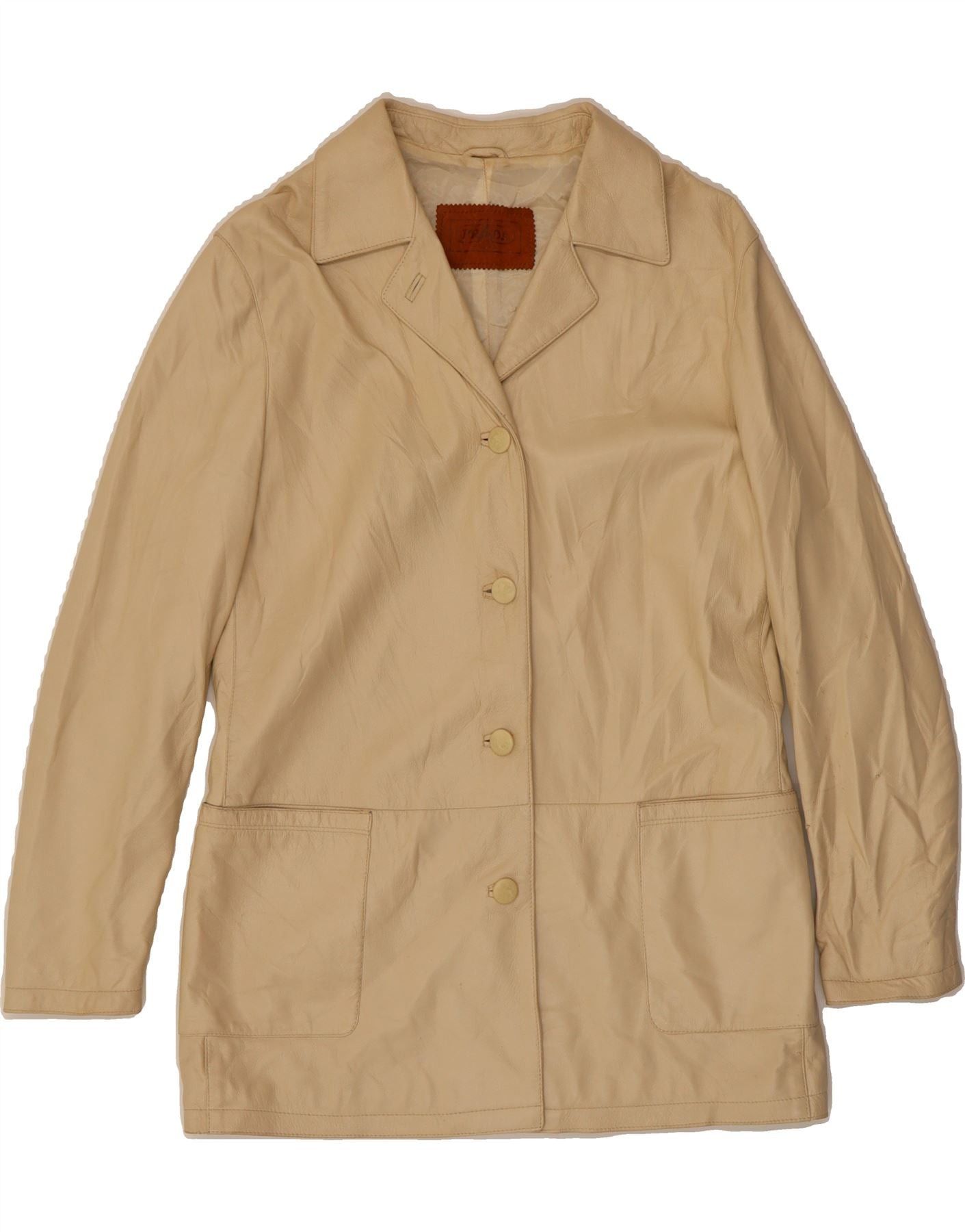 Prada Womens Leather Jacket IT 46 Large Beige Leather Size XL / US 12-14 / IT 48-50 - 1 Thumbnail