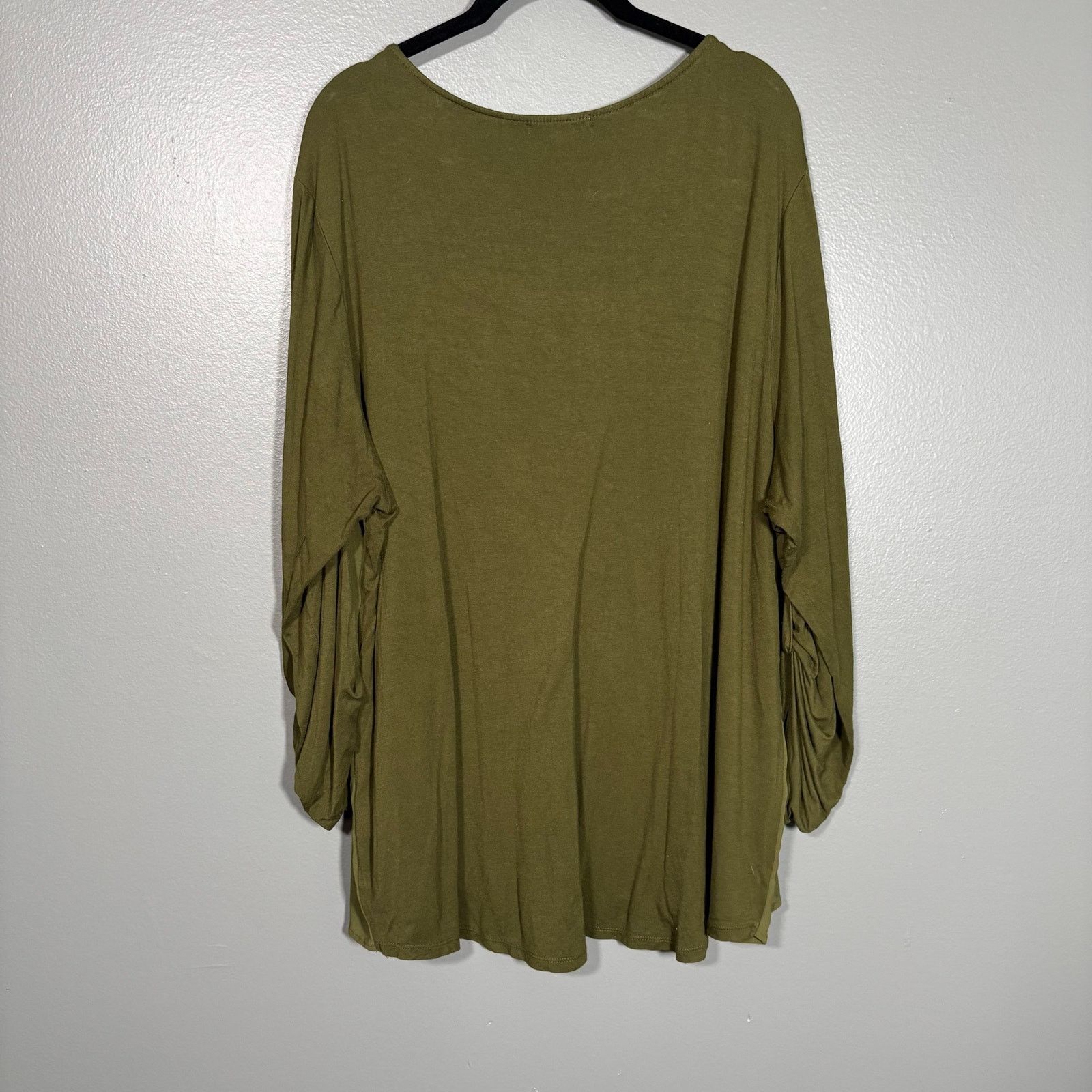 Other Dressbarn Olive Green Chiffon Panel Minimalist Blouse - 3X Size 3XL / US 20-22 - 6 Thumbnail