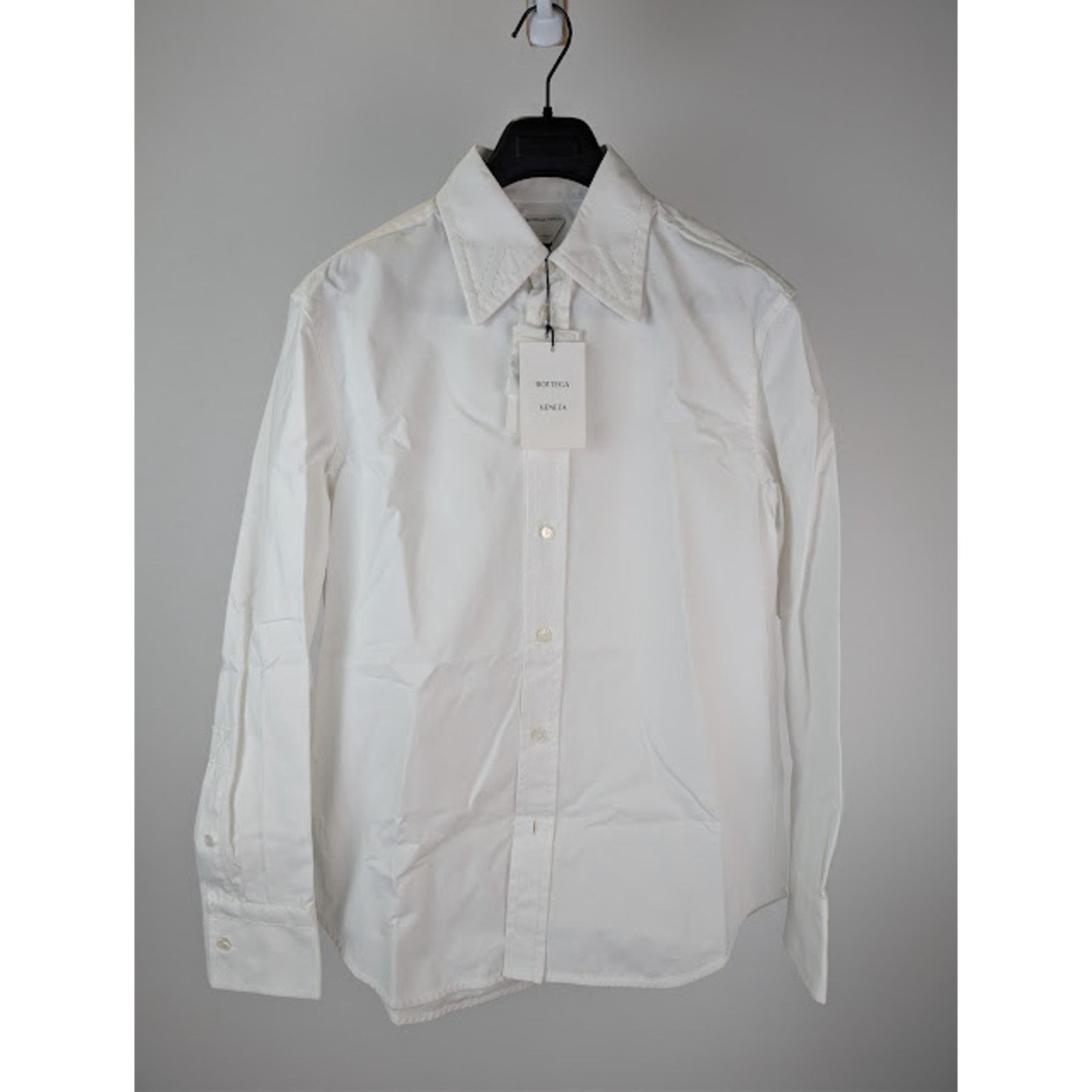 Bottega Veneta o1rshd1 Compact Cotton Canvas Shirt in White Size US M / EU 48-50 / 2 - 2 Thumbnail