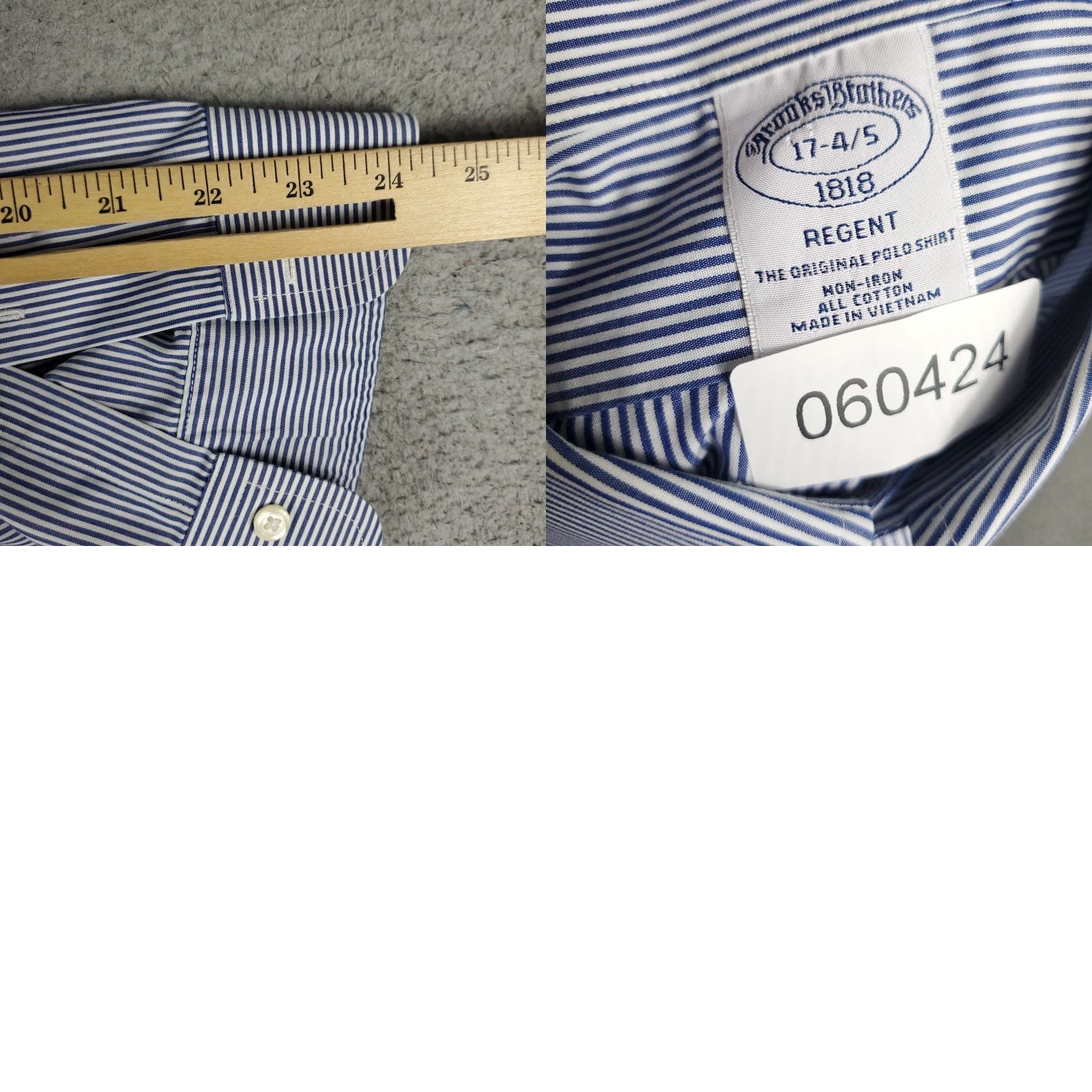 Brooks Brothers VINTAGE Brooks Brothers Dress Shirt Men 17 Blue Striped Button-Down Long Sleeve Business Formal Casual Wedding Size 46R - 8 Thumbnail