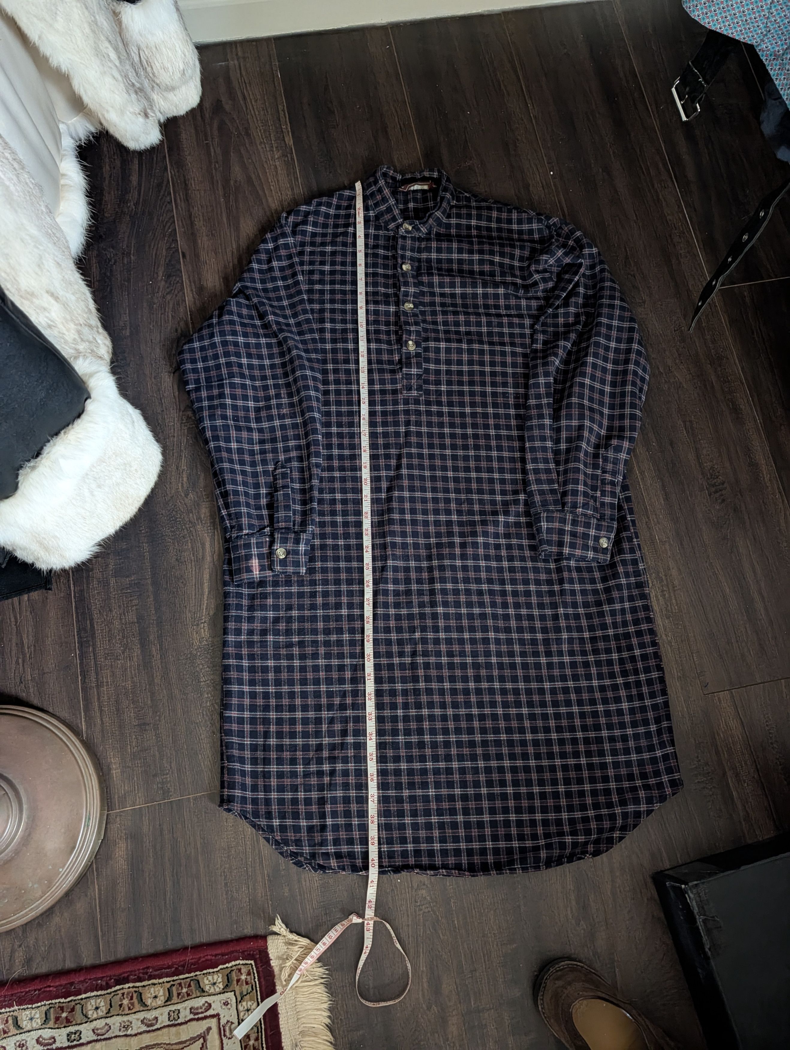 Lee LEE VALLEY IRELAND Vtg cotton flannel long Henley grandpa Size US XL / EU 56 / 4 - 15 Thumbnail