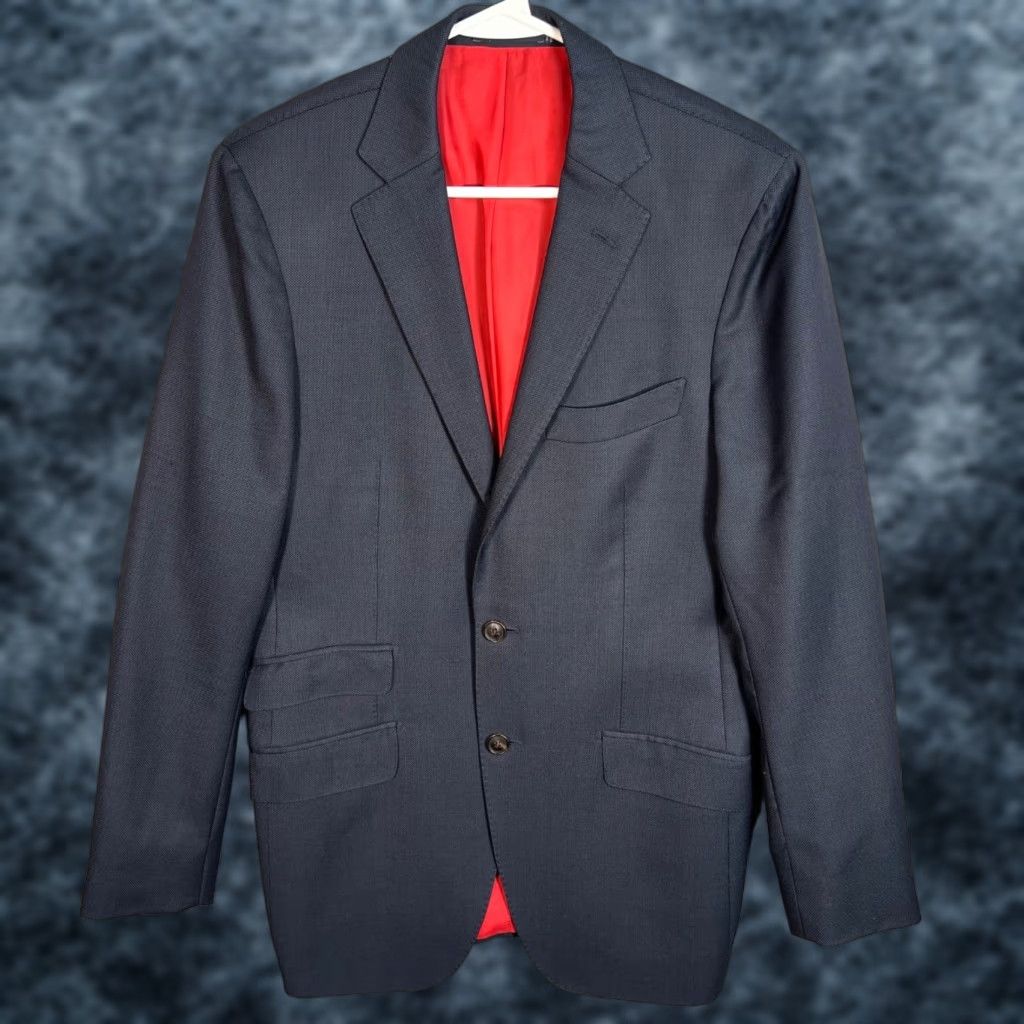Suitsupply Suitsupply Mens Blazer Wool Two-Button Navy Blue Lining Vitale Barberis Fabric Jacket Regular 38 Adult Mens 2 Piece Bnwt Size 38R - 1 Thumbnail