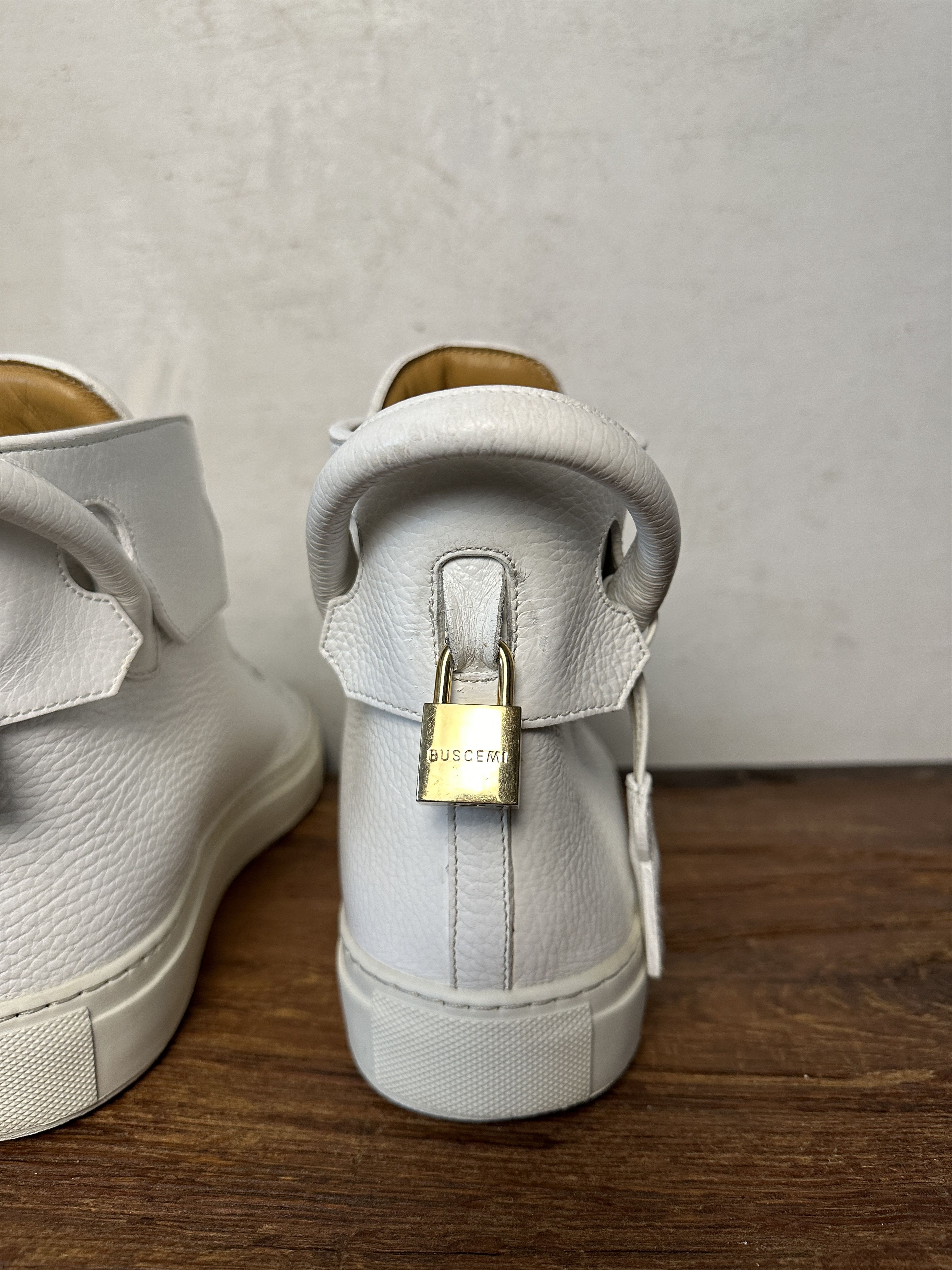 Buscemi BUSCEMI White Pelle Calf Leather Gold 125MM Sneakers Size US 13 / EU 46 - 6 Thumbnail
