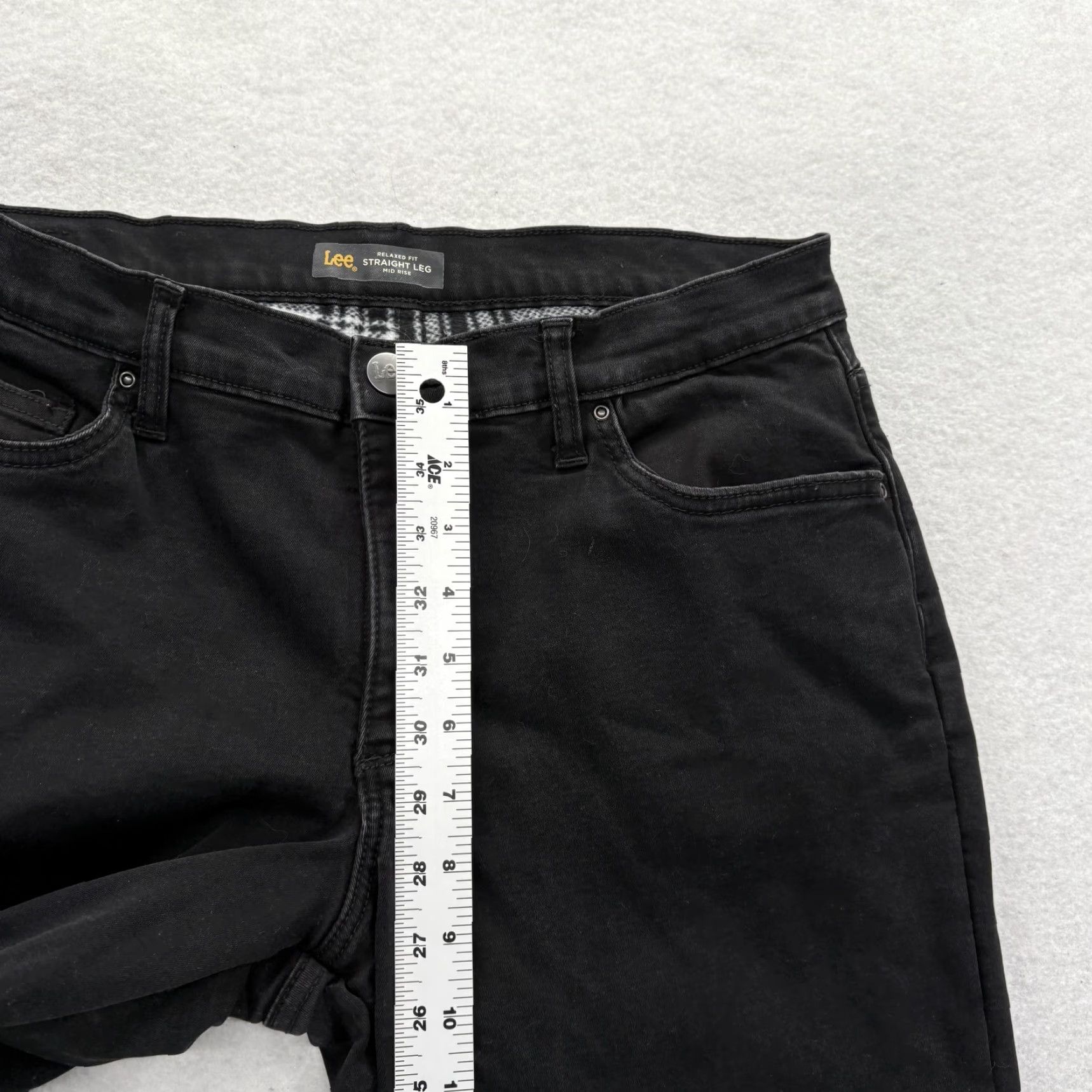 Lee Lee Jeans Womens 10 Black Relaxed Fit Straight Leg Mid Rise Fleece Lined Denim Size 32" / US 10 / IT 46 - 7 Thumbnail