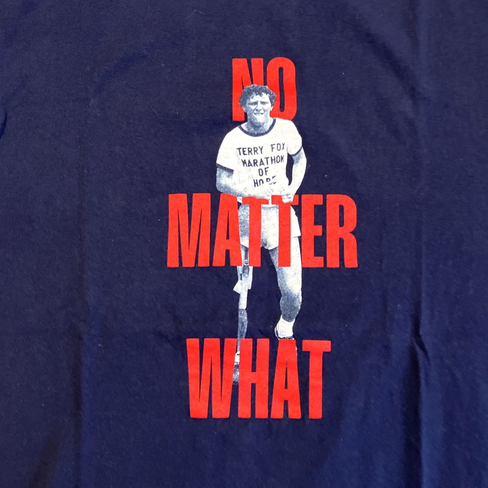 Adidas VINTAGE Adidas T-Shirt Men L NO MATTER WHAT Marathon Of Hope Terry Fox Blue Short Sleeve Graphic Print Shirt Mens L Size US L / EU 52-54 / 3 - 2 Thumbnail