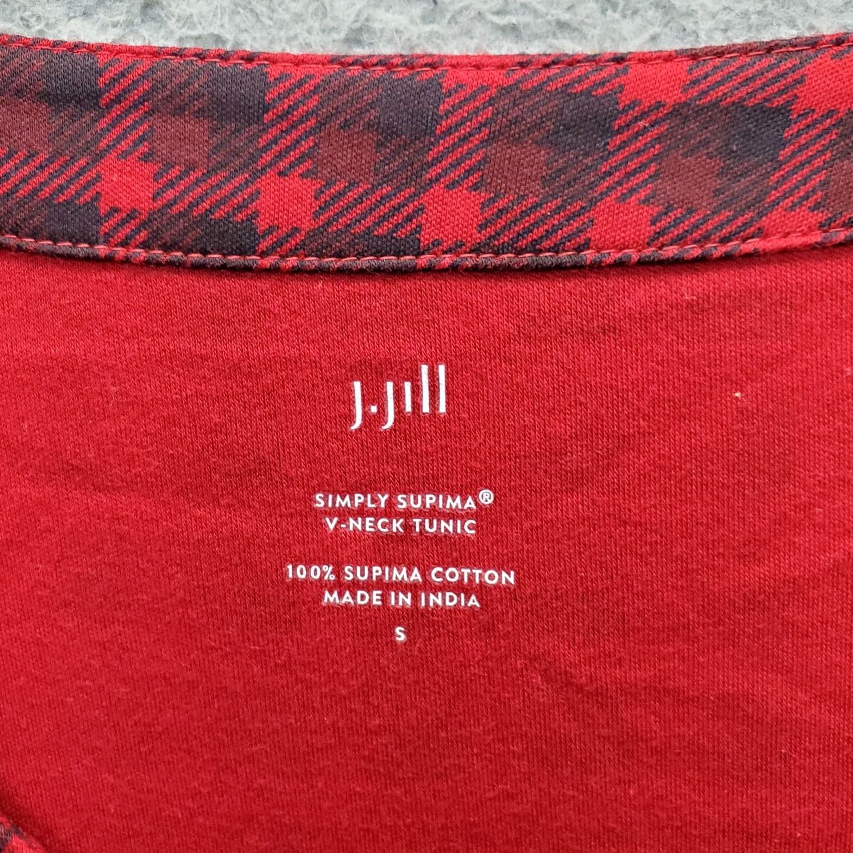 J. Jill J. Jill Tunic Blouse Womens S Plaid Long Sleeve V-Neck Pullover Multicolor Shirt Size S / US 4 / IT 40 - 6 Thumbnail