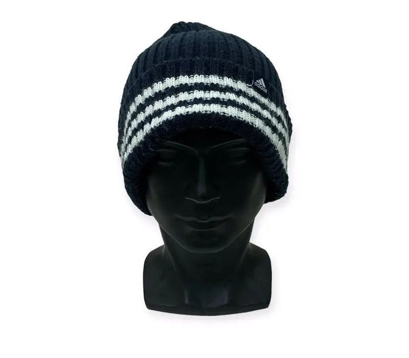 Adidas × Vintage Adidas Stripe Design Beanie Hat Size ONE SIZE - 1 Thumbnail