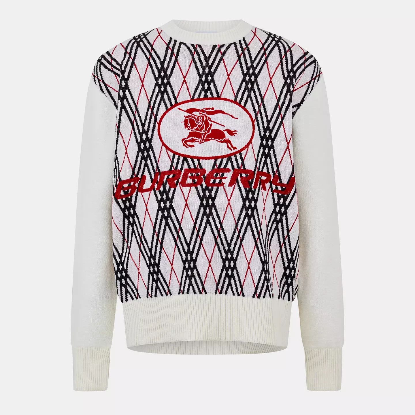 Burberry o1g2r1mq0426 Check Knitted Crew Neck Jumper in Multicolor Size US XL / EU 56 / 4 - 1 Thumbnail