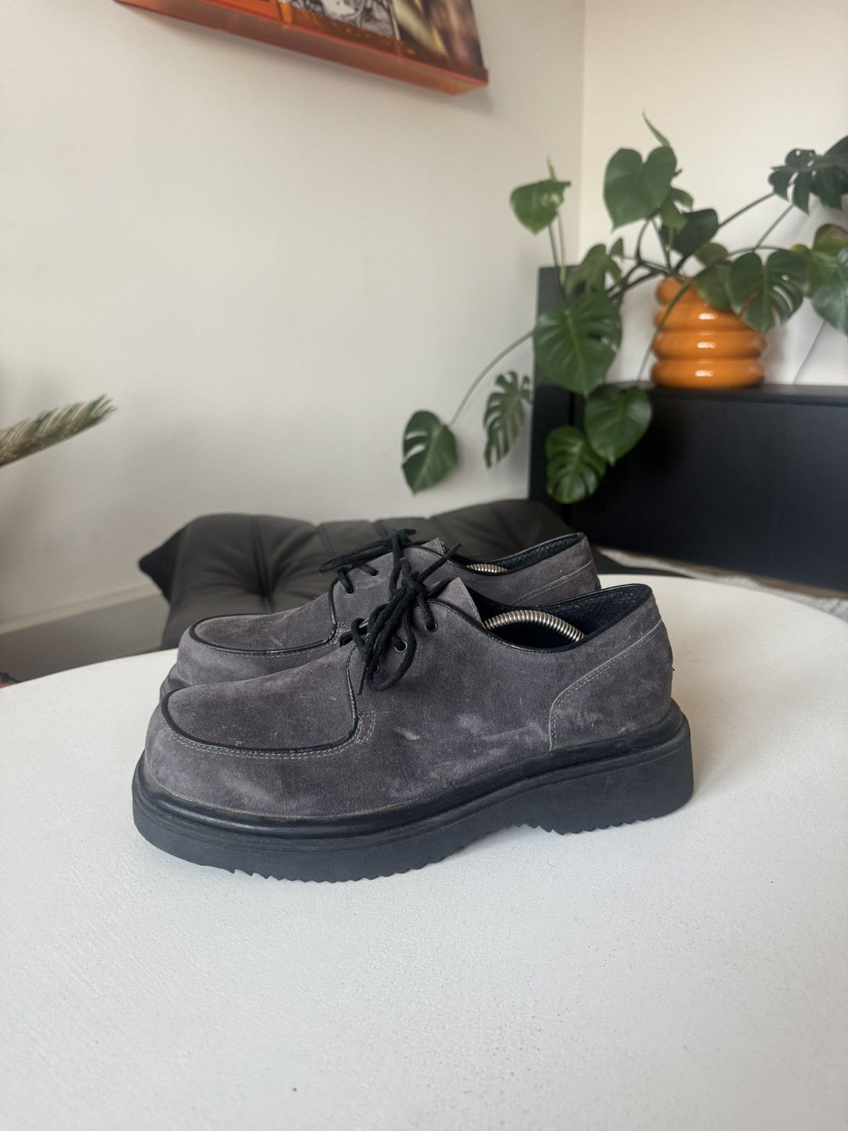 Leather Rare Vintage Avant Garde Platform Derby Leather Boots Suede Size US 8.5 / EU 41-42 - 3 Thumbnail